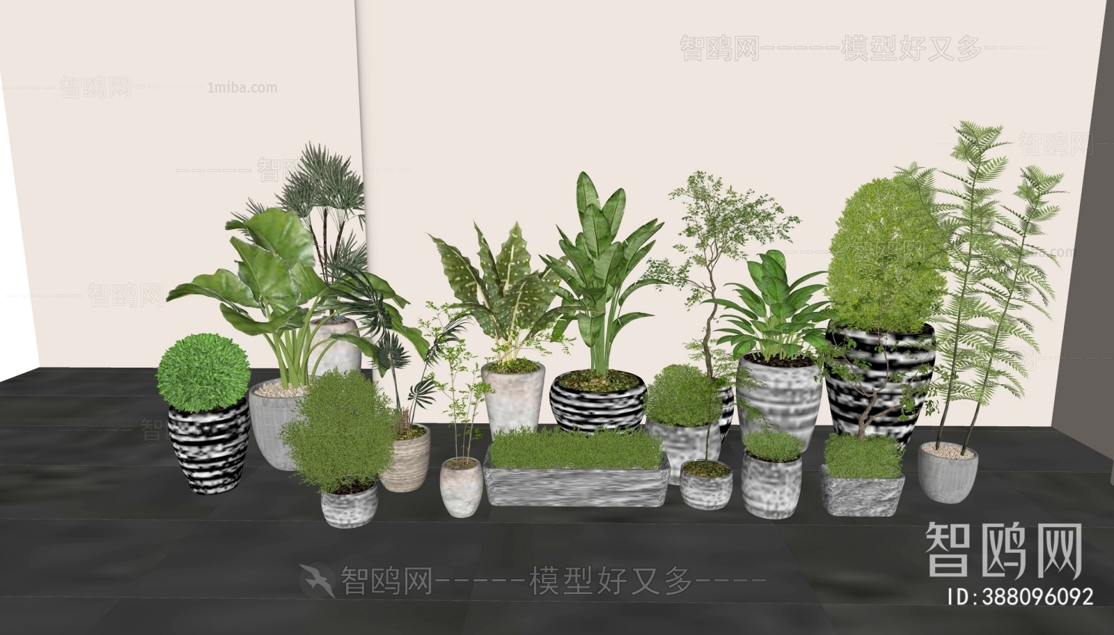 现代落地绿植盆栽组合