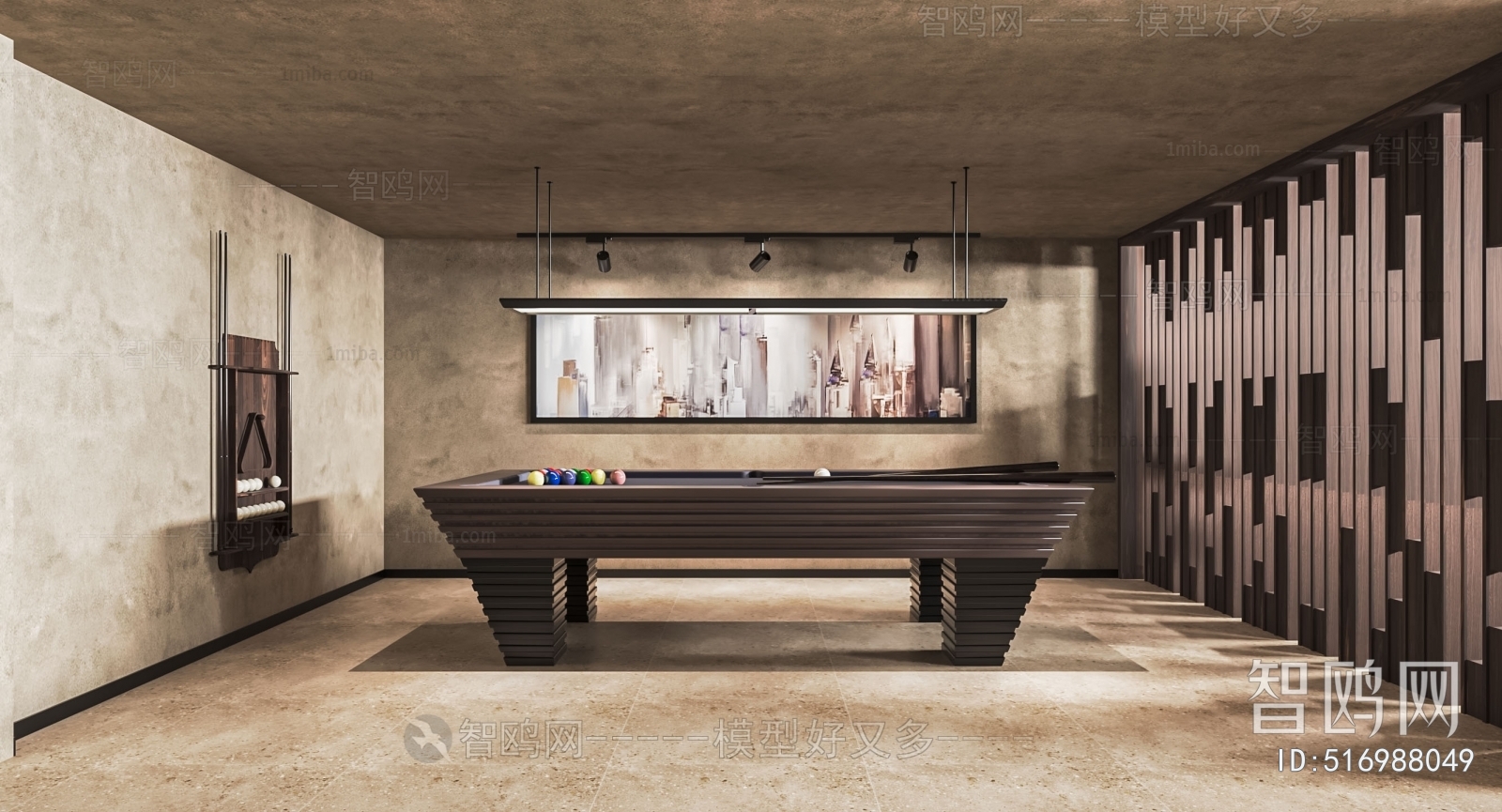 Modern Wabi-sabi Style Billiards Room