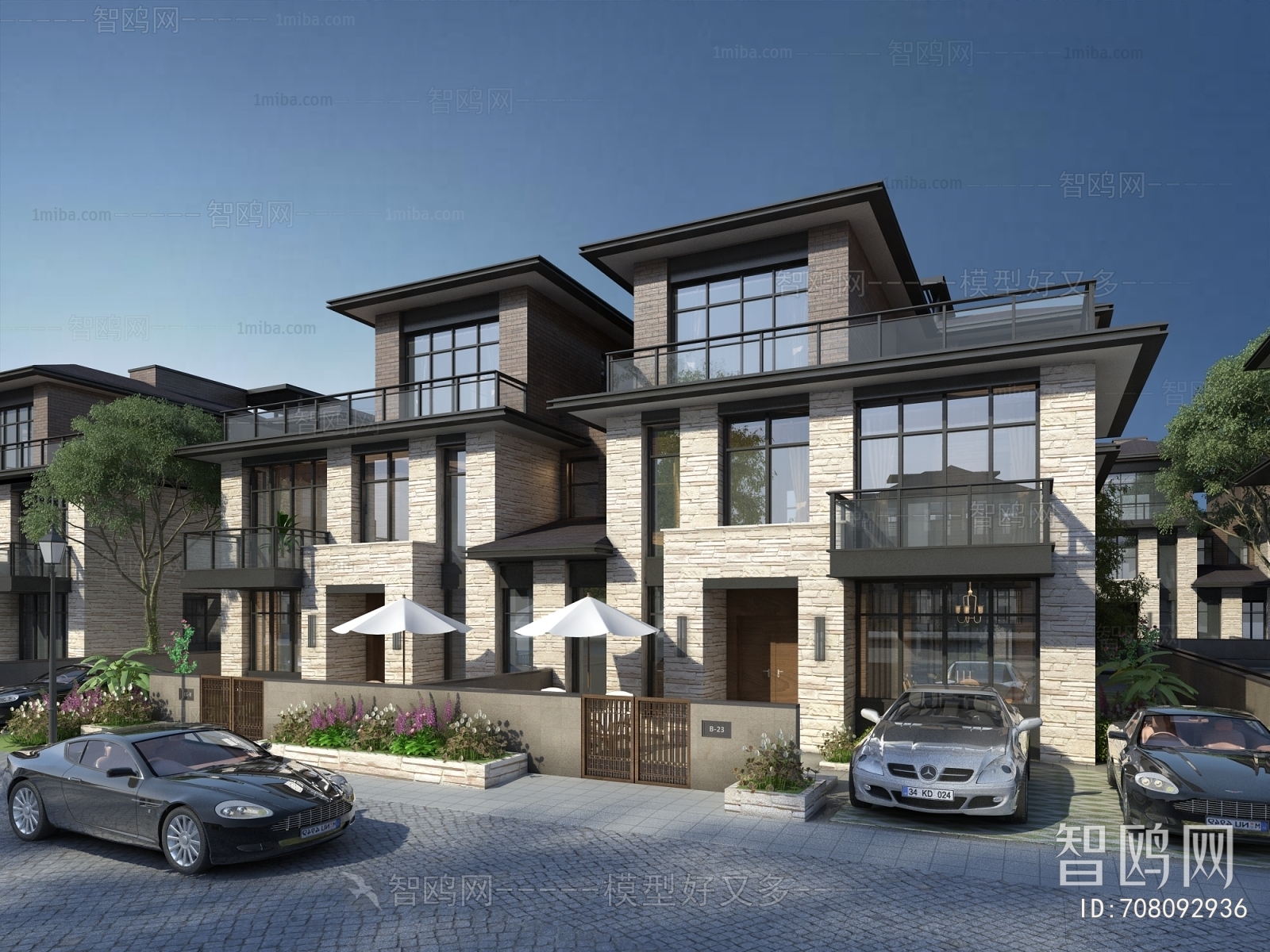 Modern New Chinese Style Double Townhouse