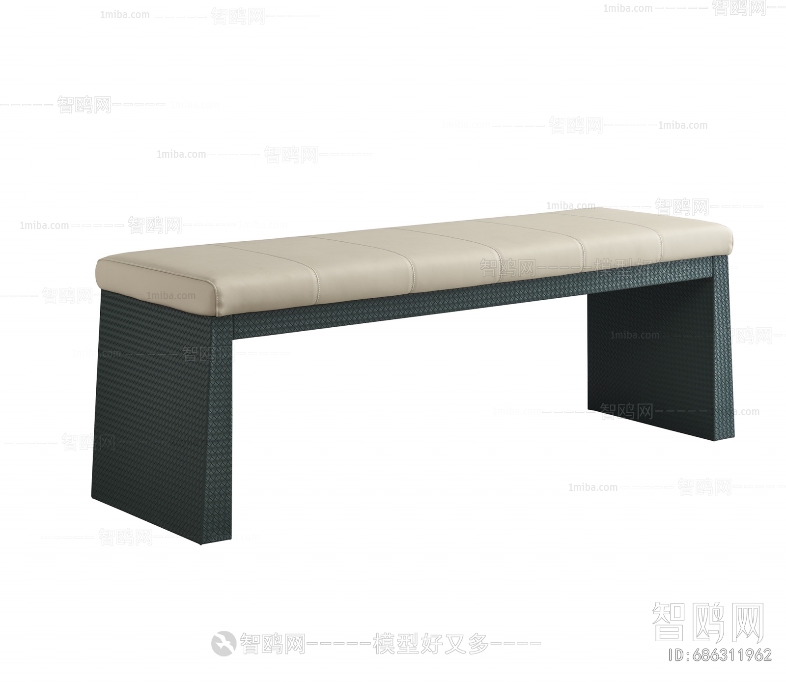 现代床尾凳3D模型下载