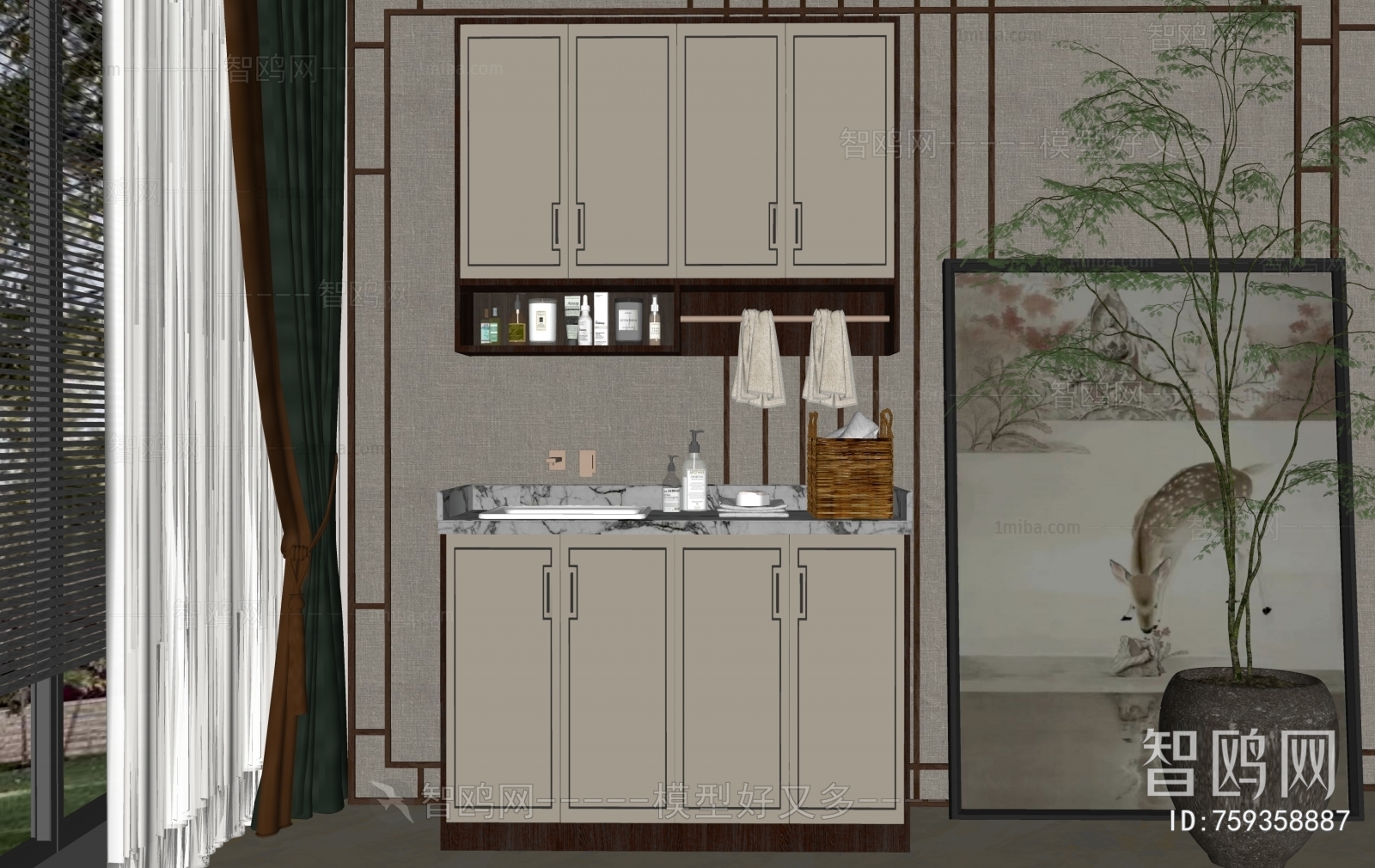 New Chinese Style Bathroom Cabinet