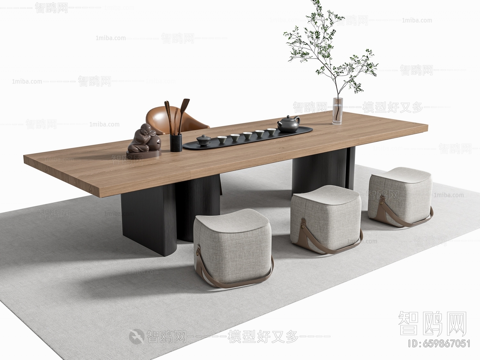 现代茶桌椅坐凳组合