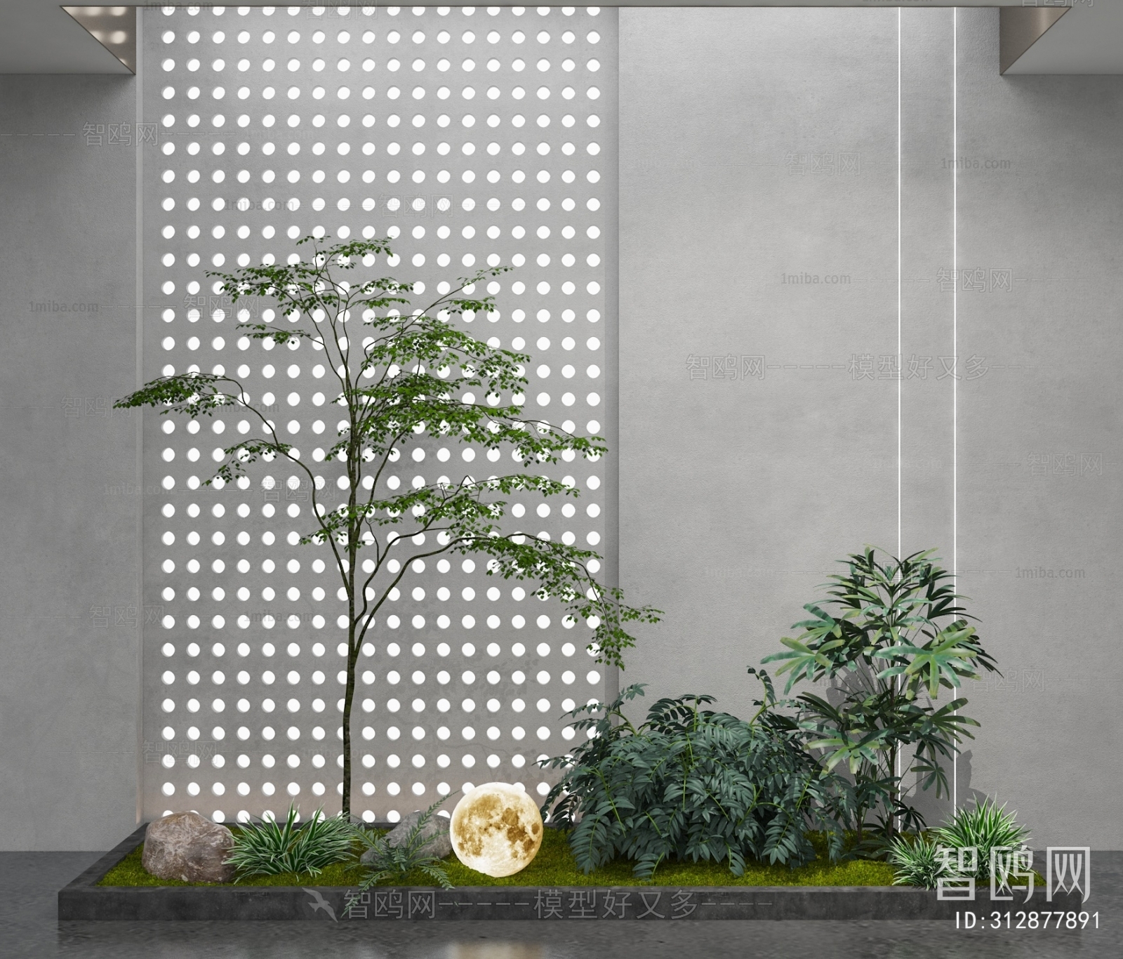 现代景观植物小品3D模型下载