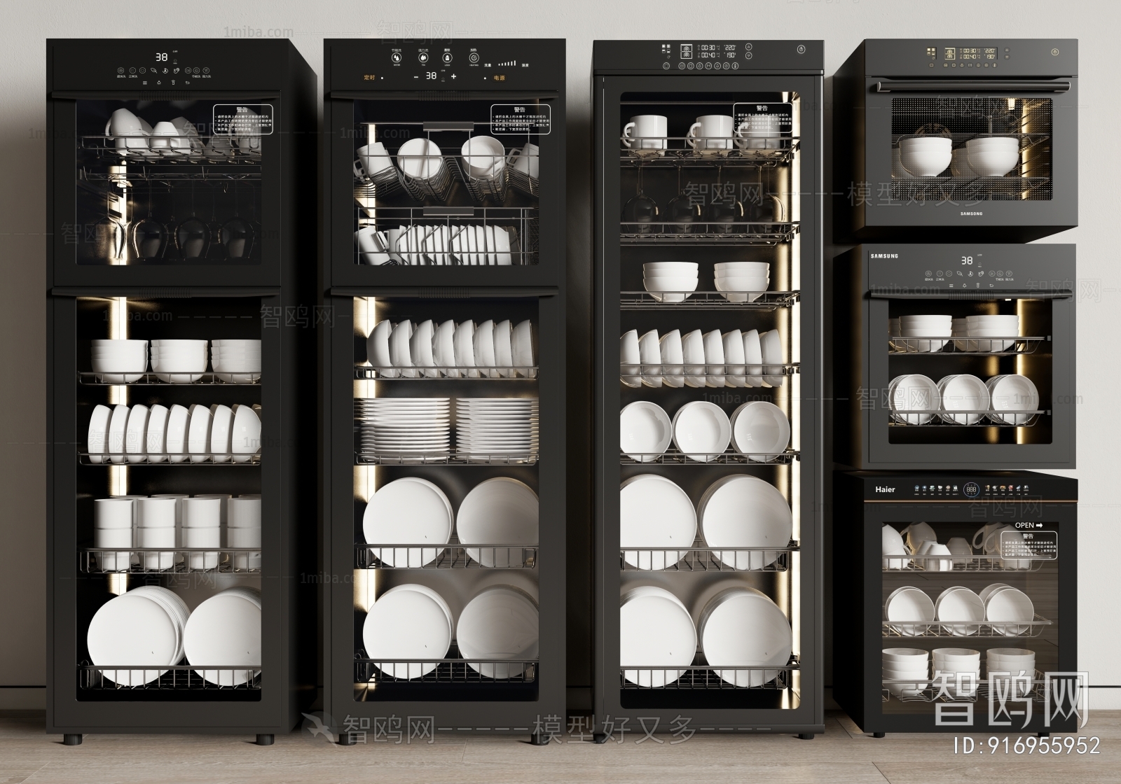 现代消毒柜、智能碗柜3D模型下载