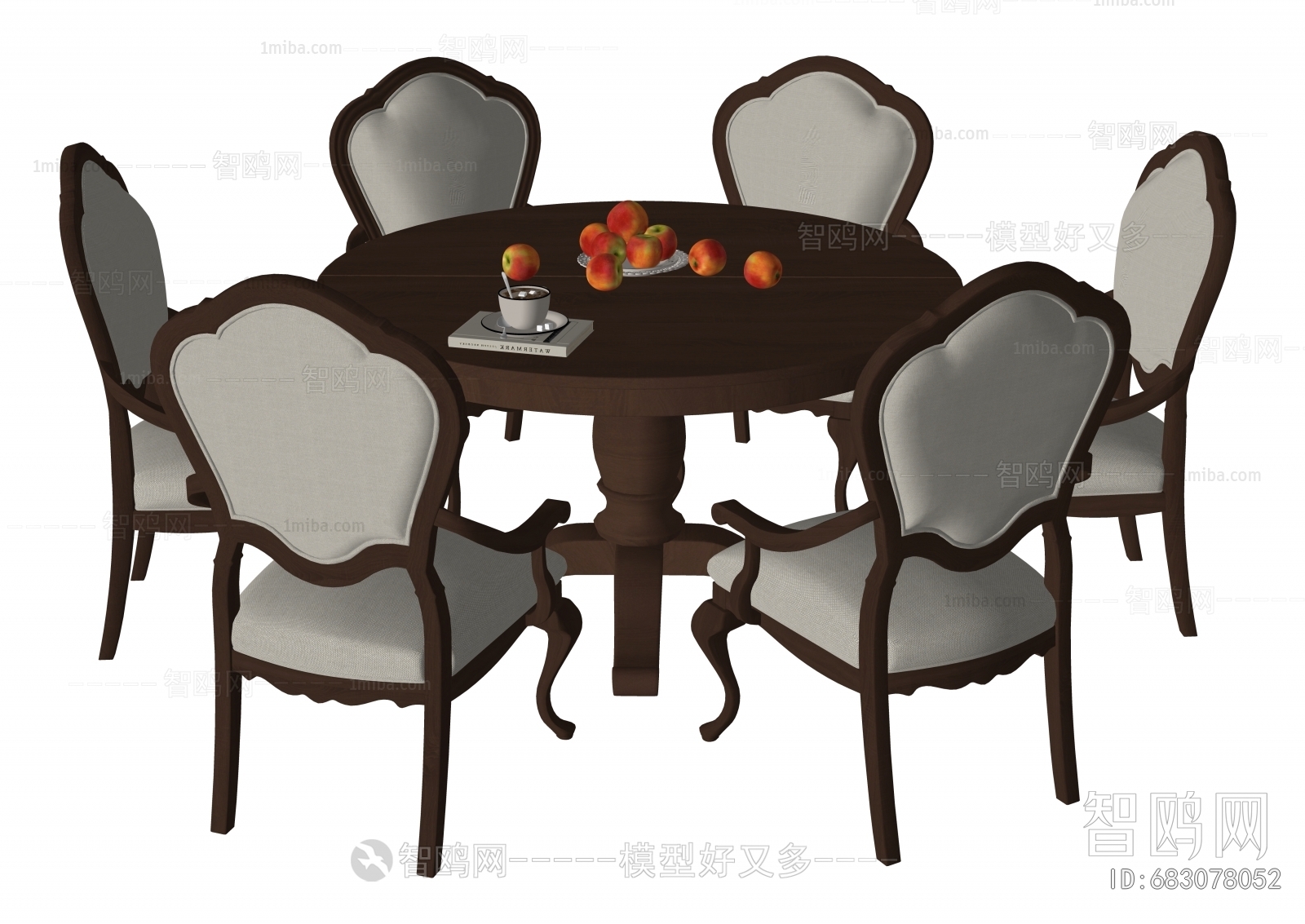美式圆形餐桌椅组合