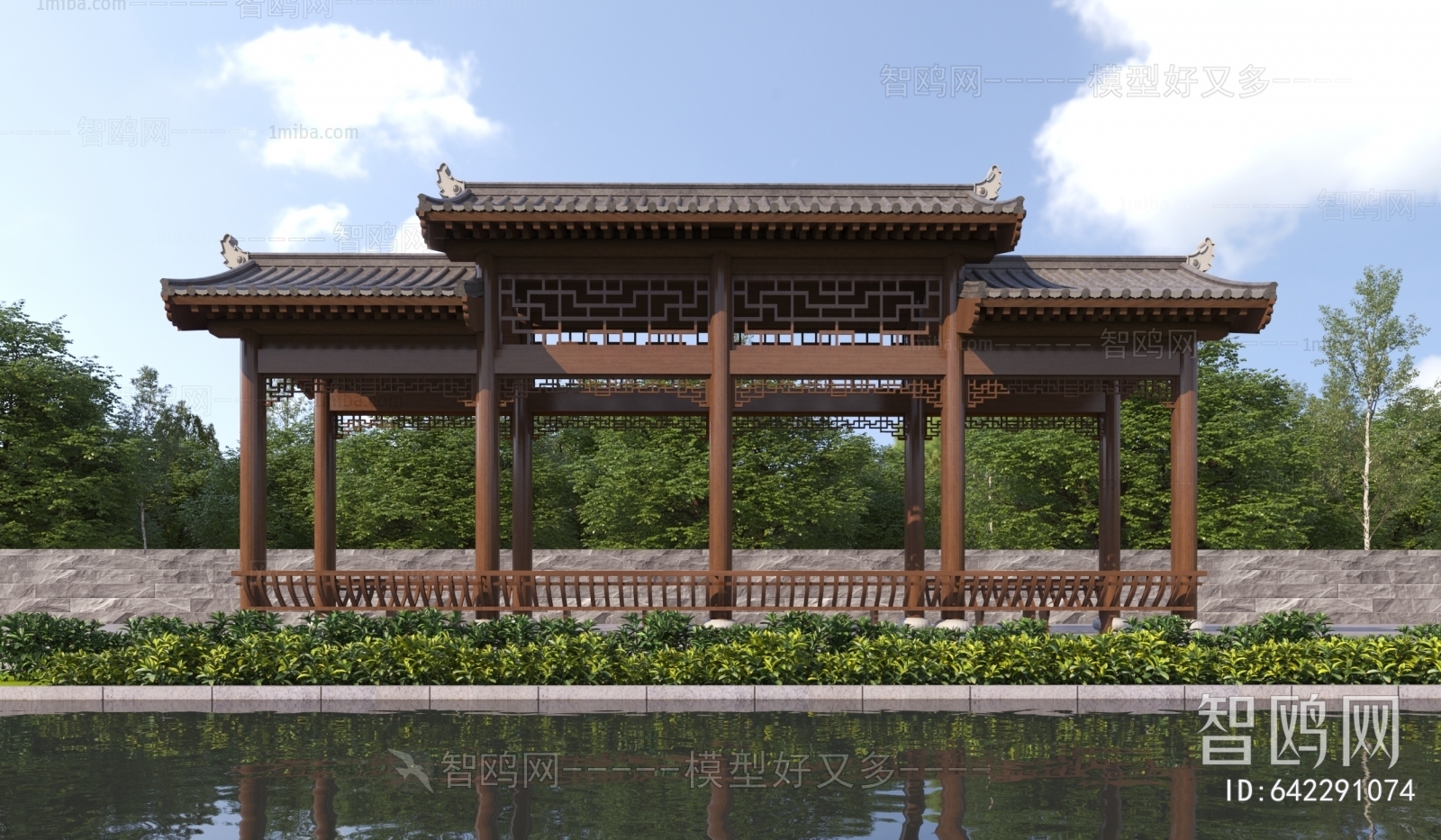 新中式景观廊架 凉亭