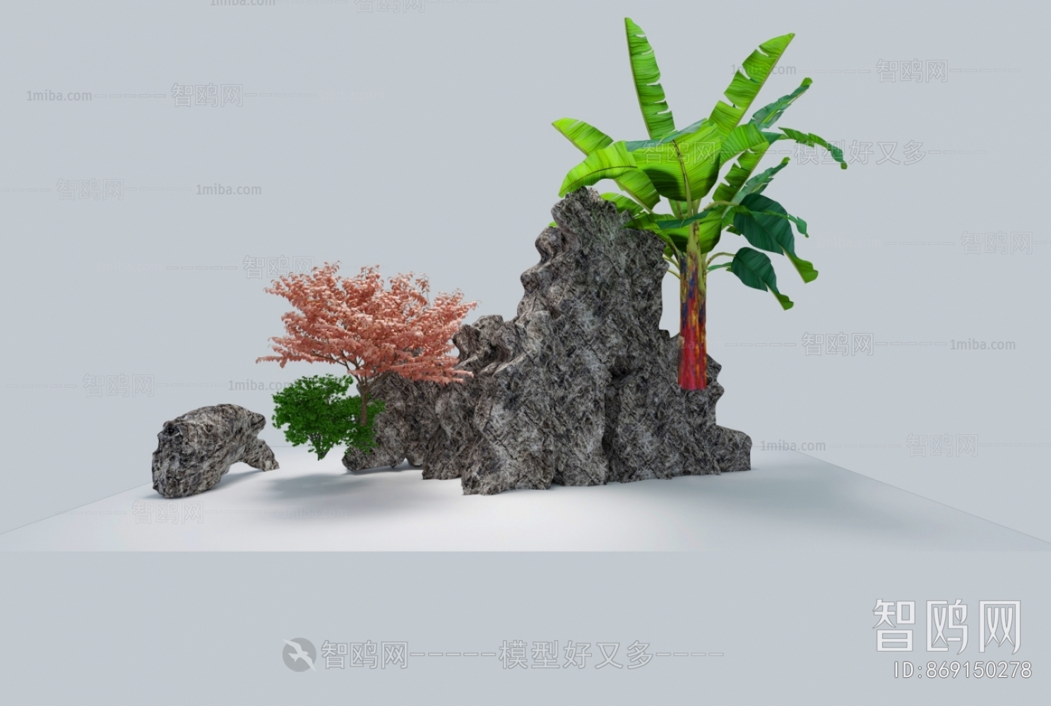 现代假山景观小品3D模型下载