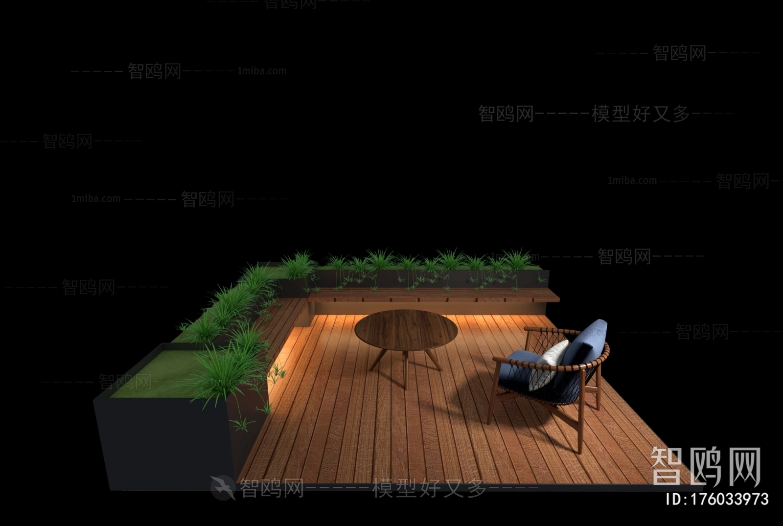 现代室外庭院3D模型下载