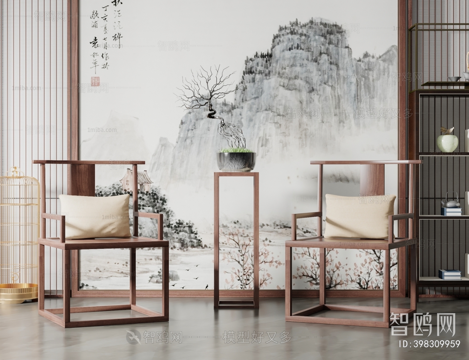 新中式茶椅休闲椅组合