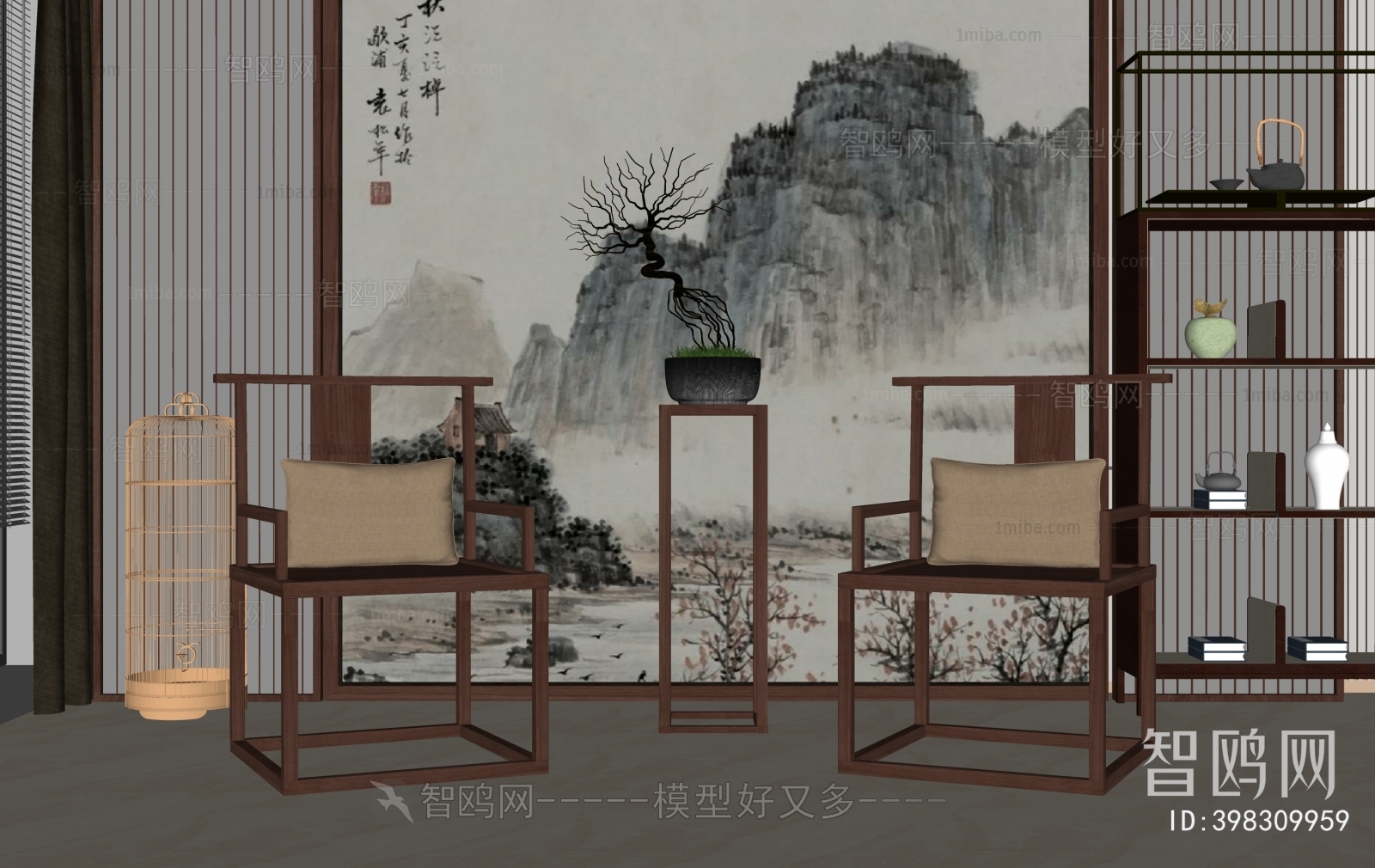 新中式茶椅休闲椅组合