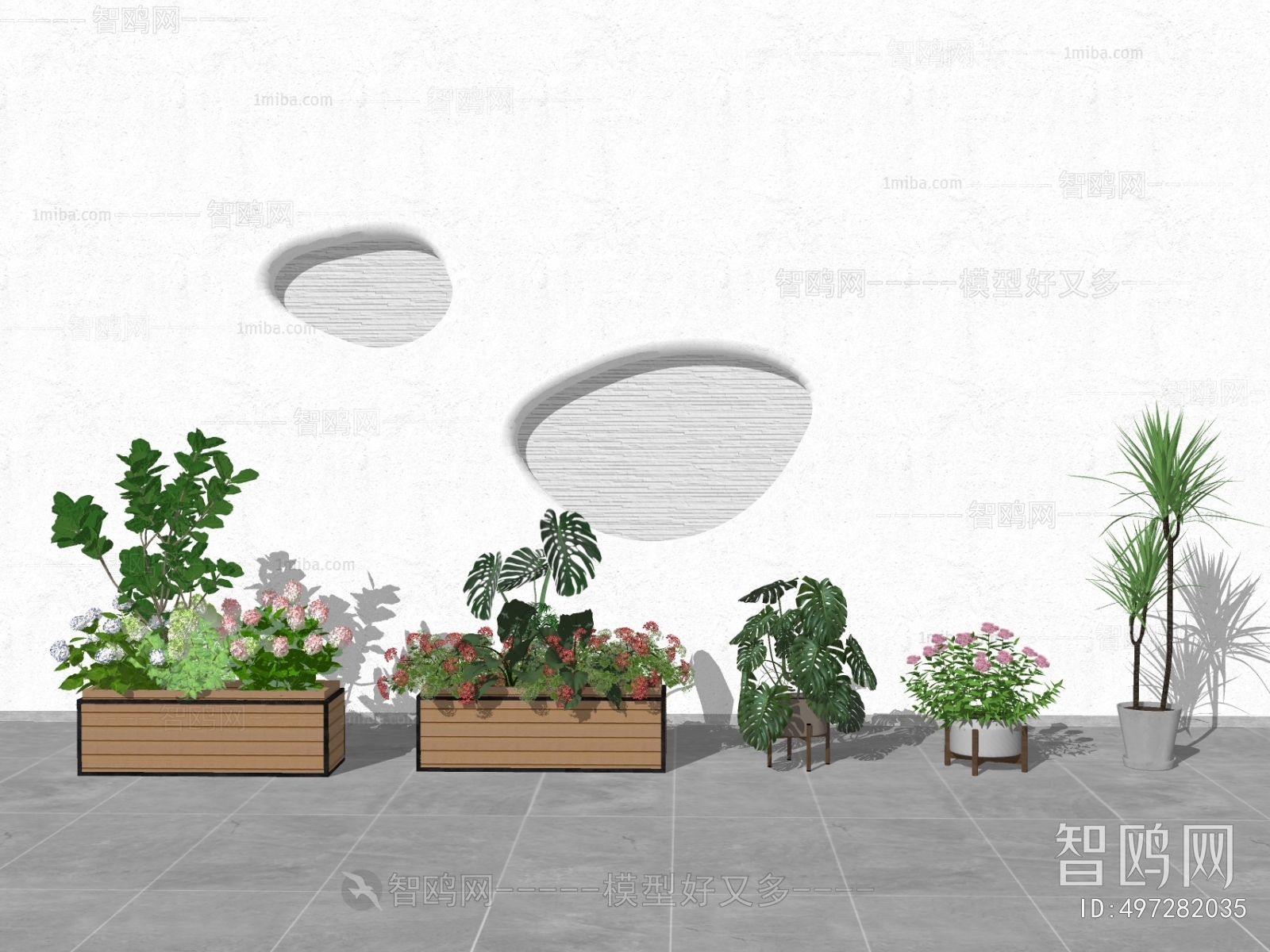 现代可移动花箱 植物