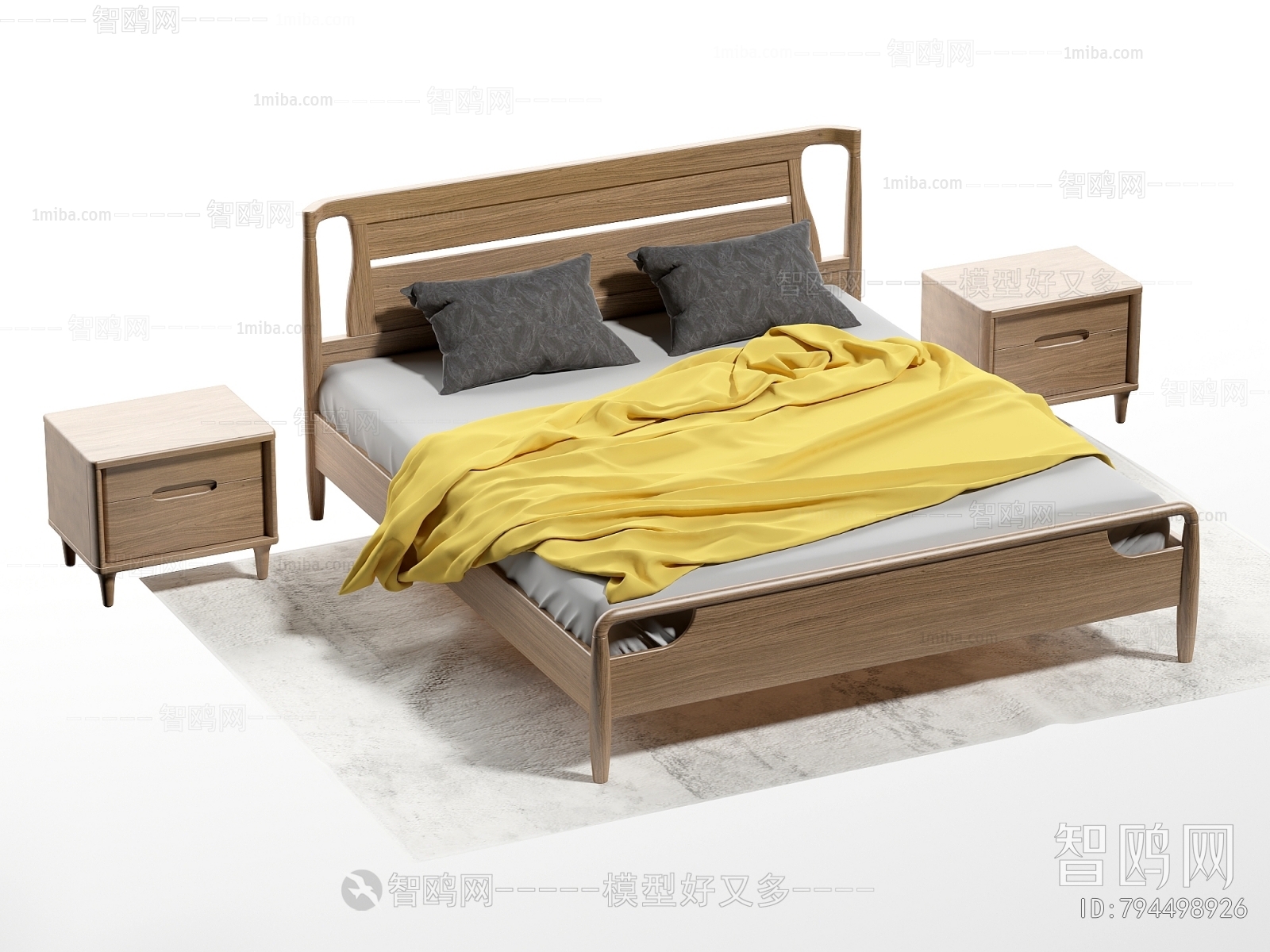 Wabi-sabi Style Double Bed