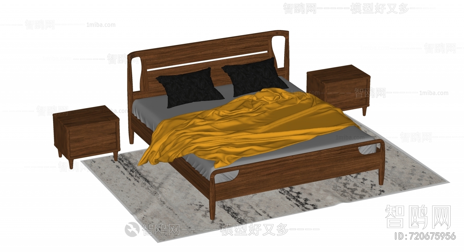 Wabi-sabi Style Double Bed