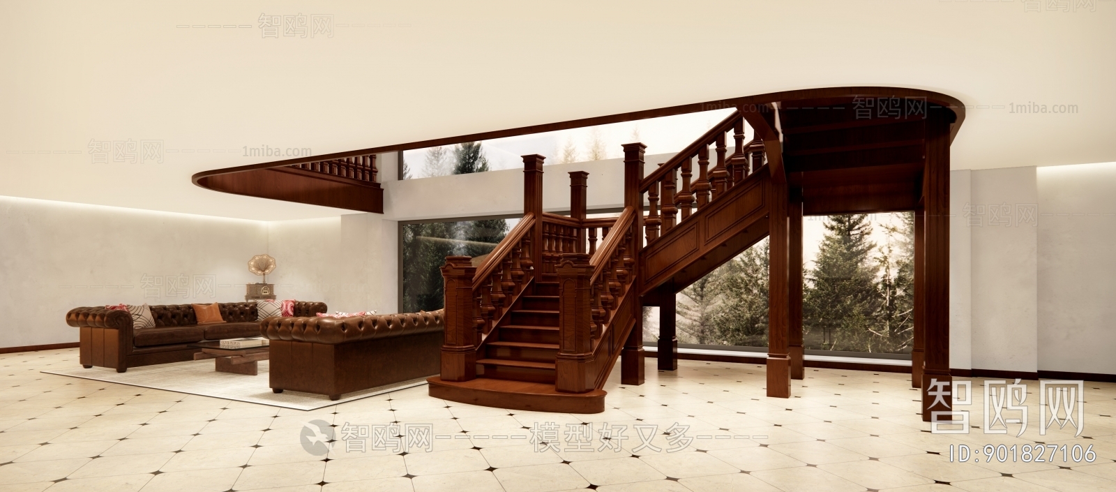 American Style European Style Rotating Staircase