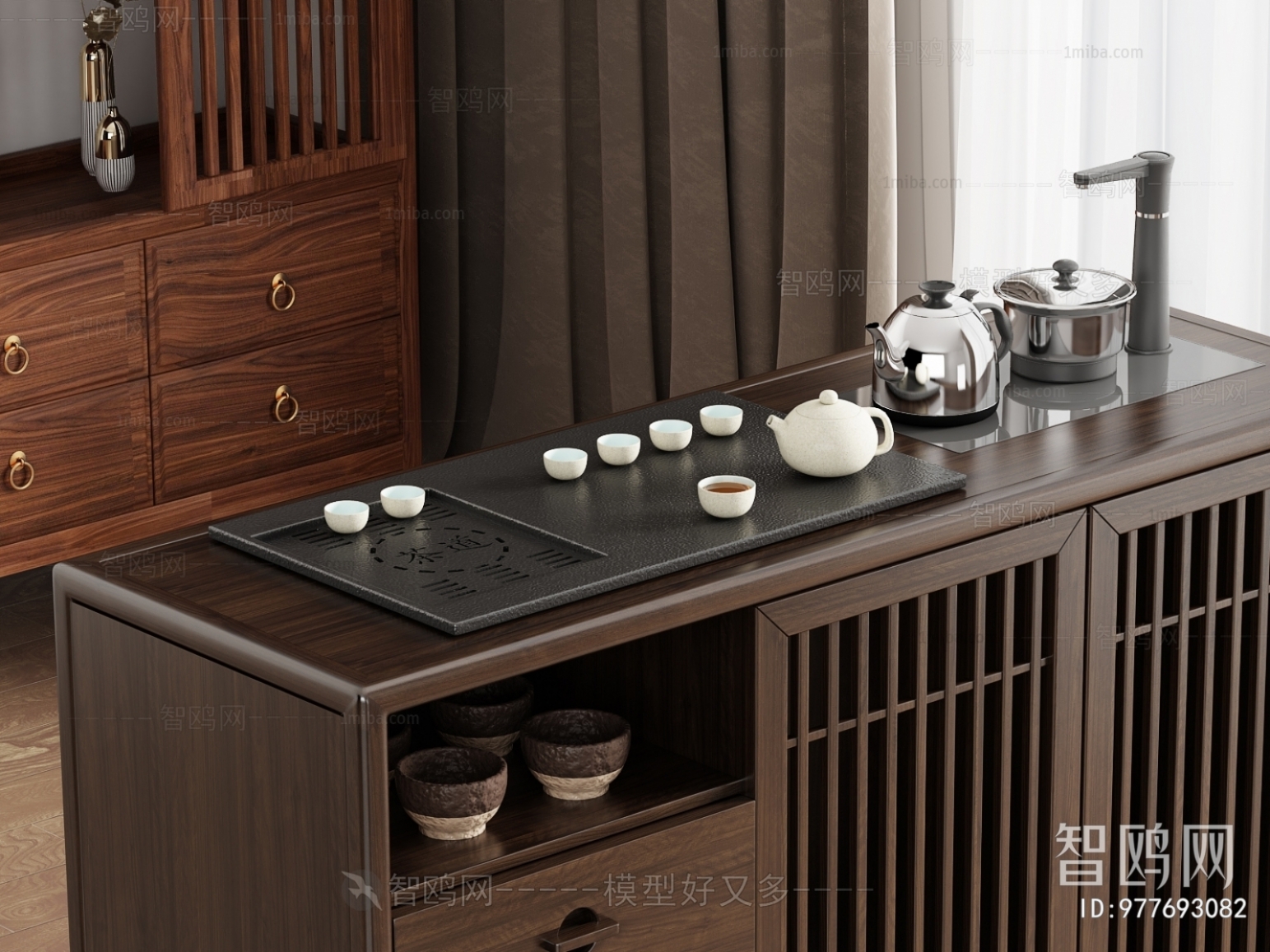 新中式实木茶柜