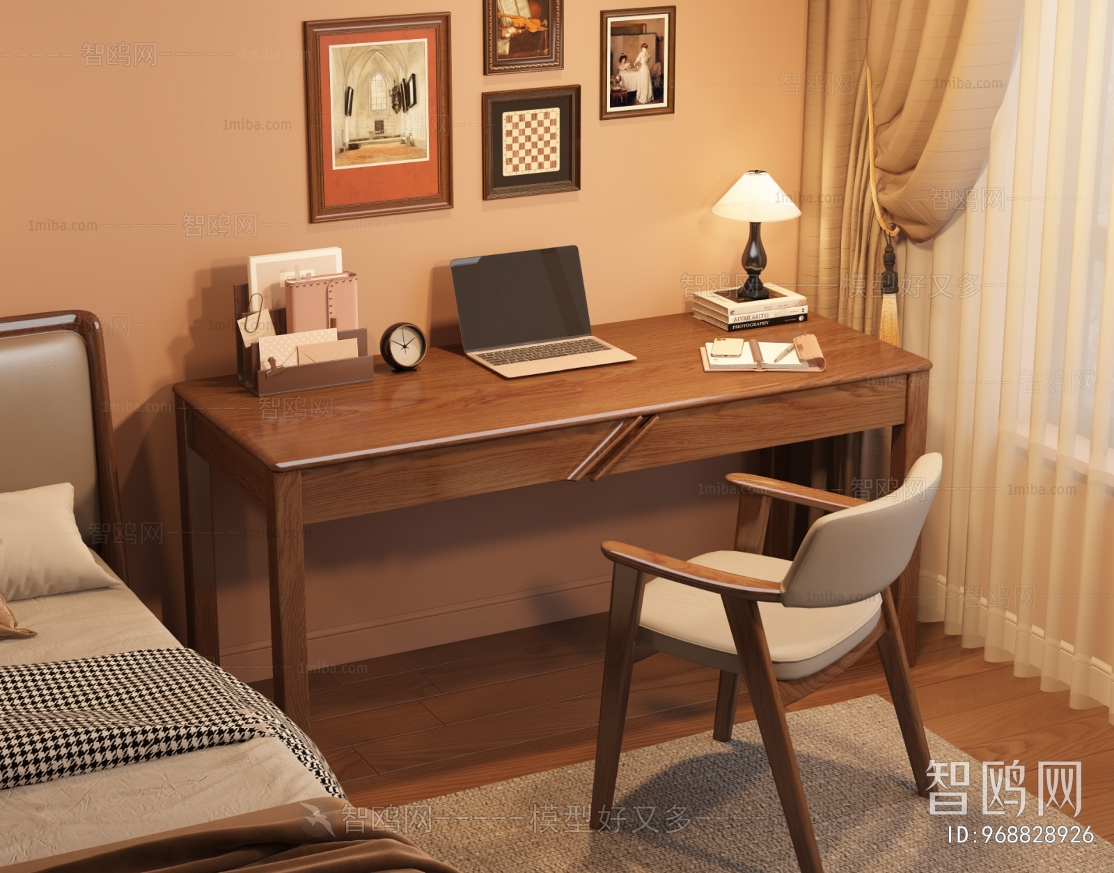 Wabi-sabi Style Computer Desk And Chair