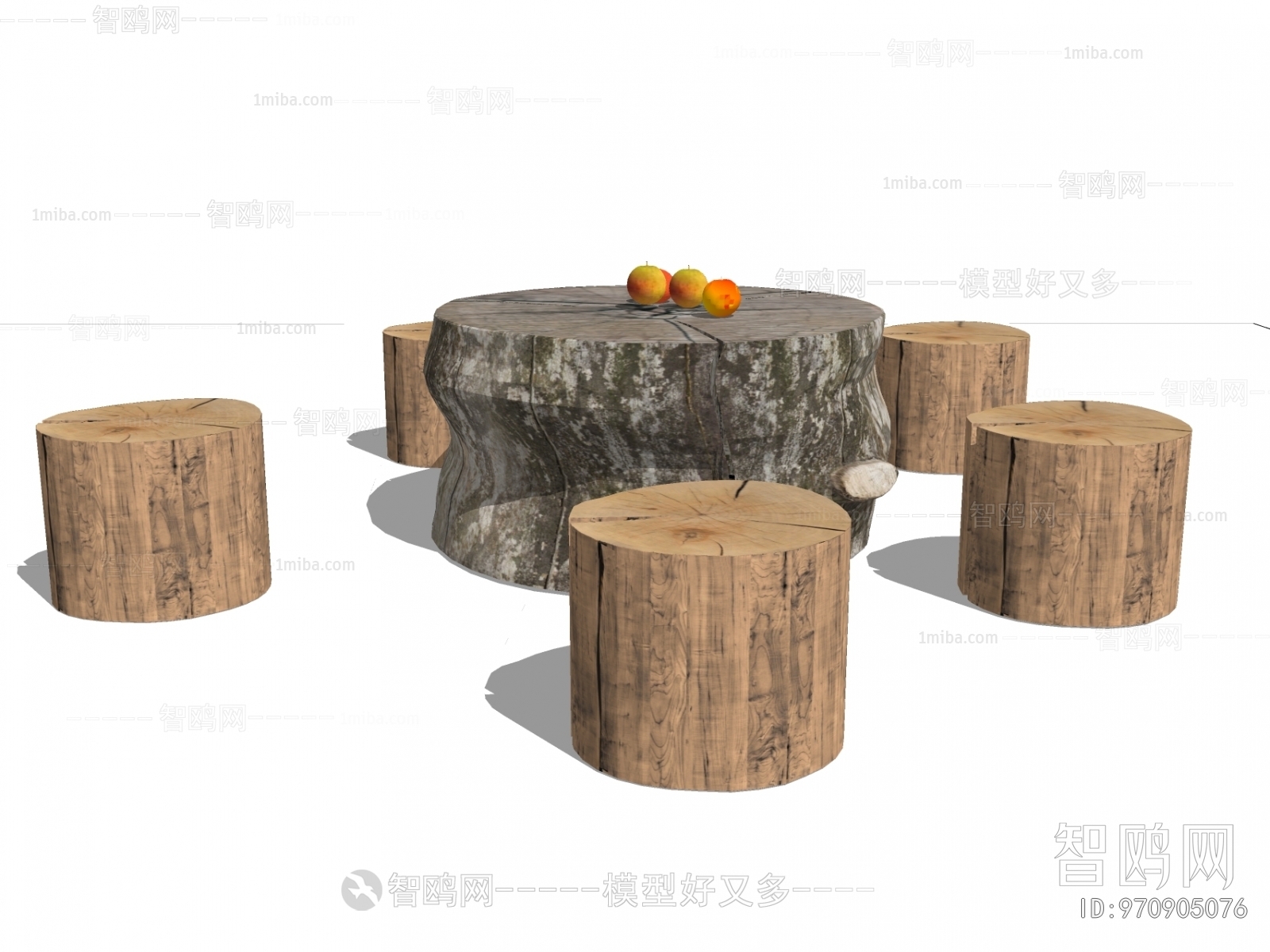 现代木桩木凳 木桌椅组合