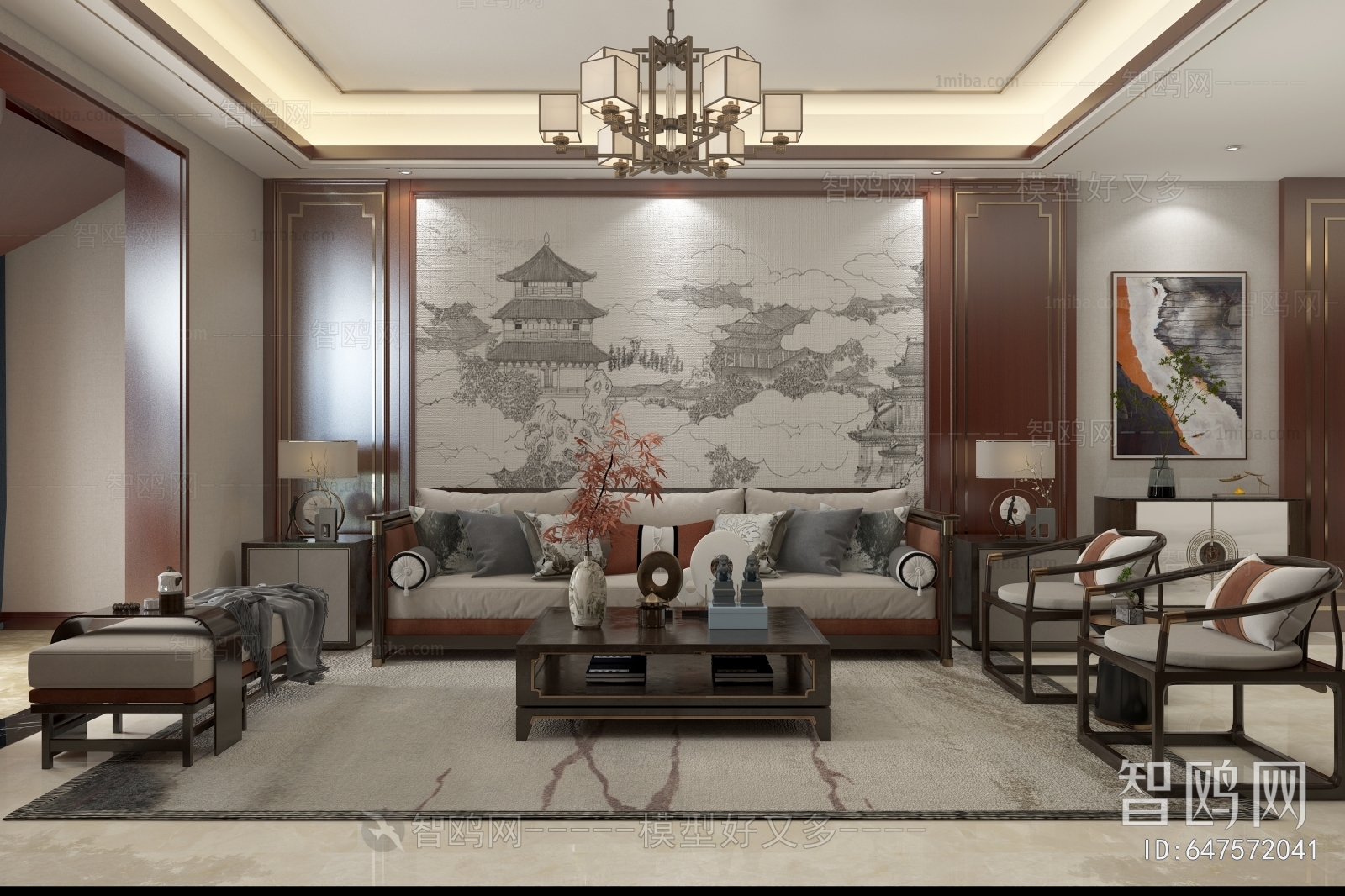 New Chinese Style A Living Room