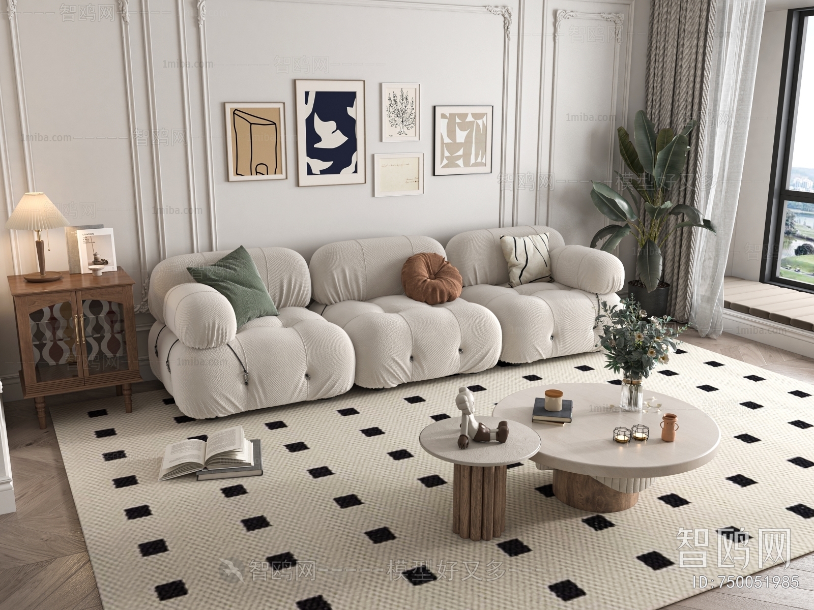 French Style Three-seat Sofa