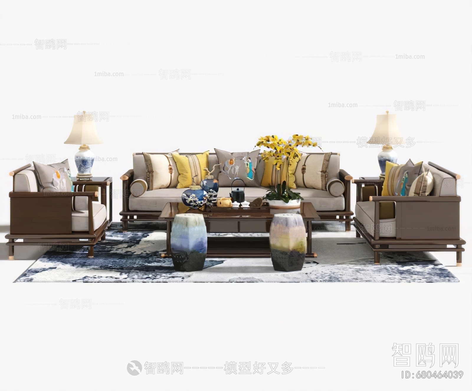 New Chinese Style Sofa Combination