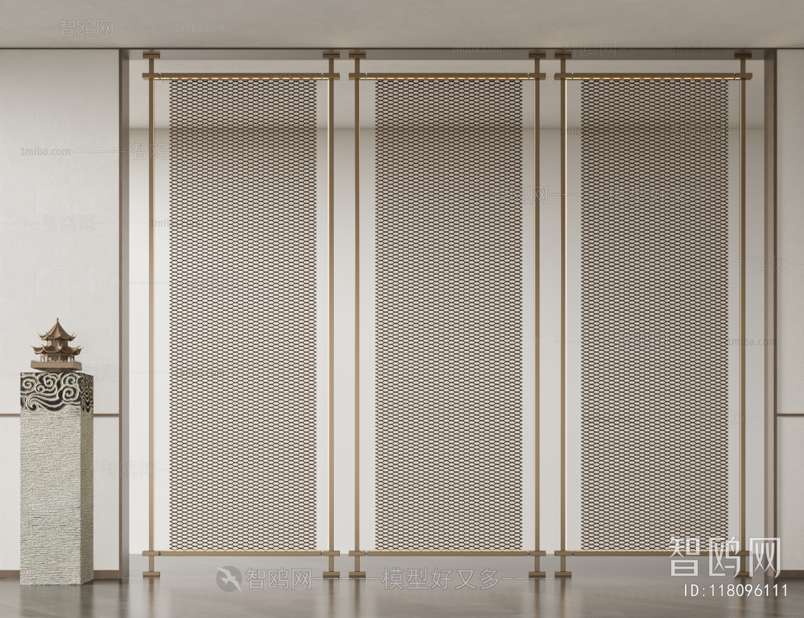 New Chinese Style Metal Screen Partition