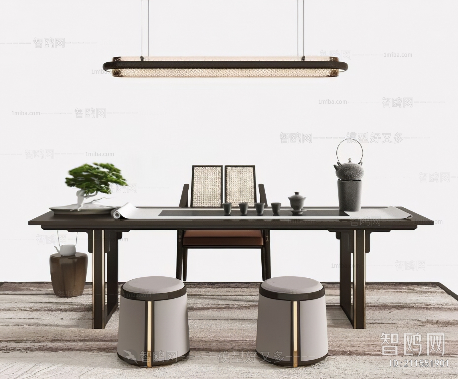 新中式书桌椅组合