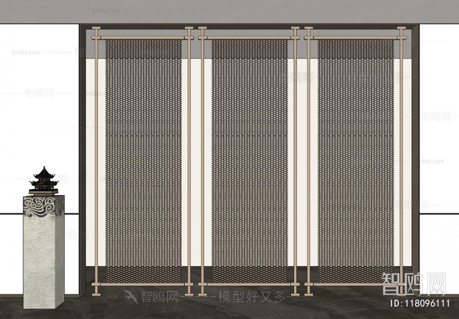 New Chinese Style Metal Screen Partition