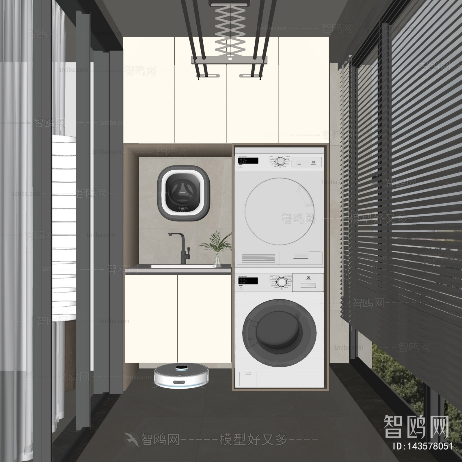 Modern Balcony Laundry Room