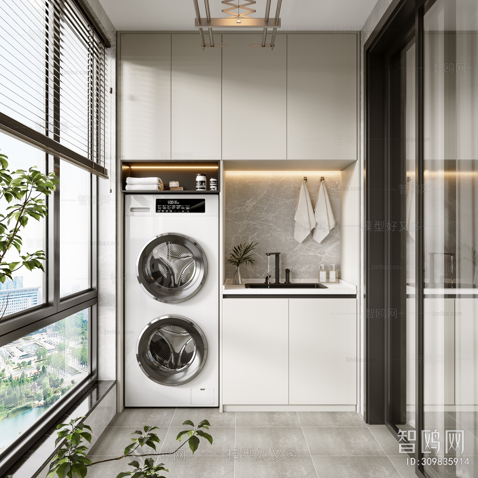 Modern Balcony Laundry Room