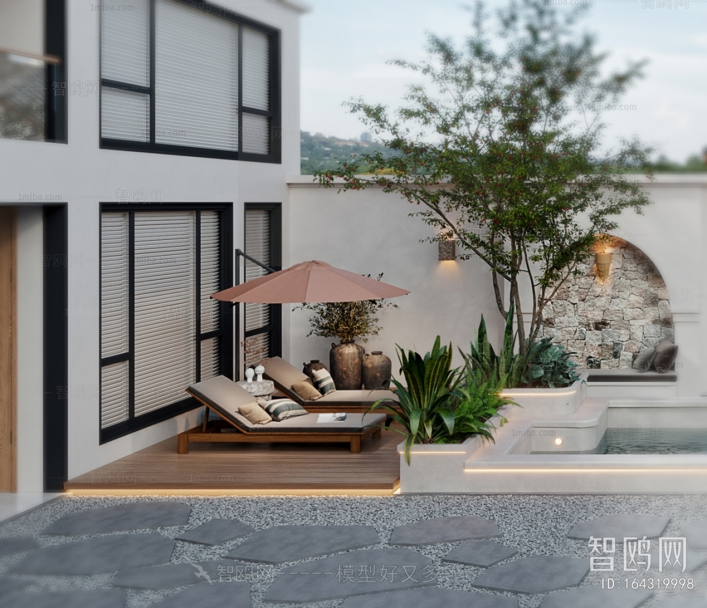 Modern Wabi-sabi Style Courtyard/landscape