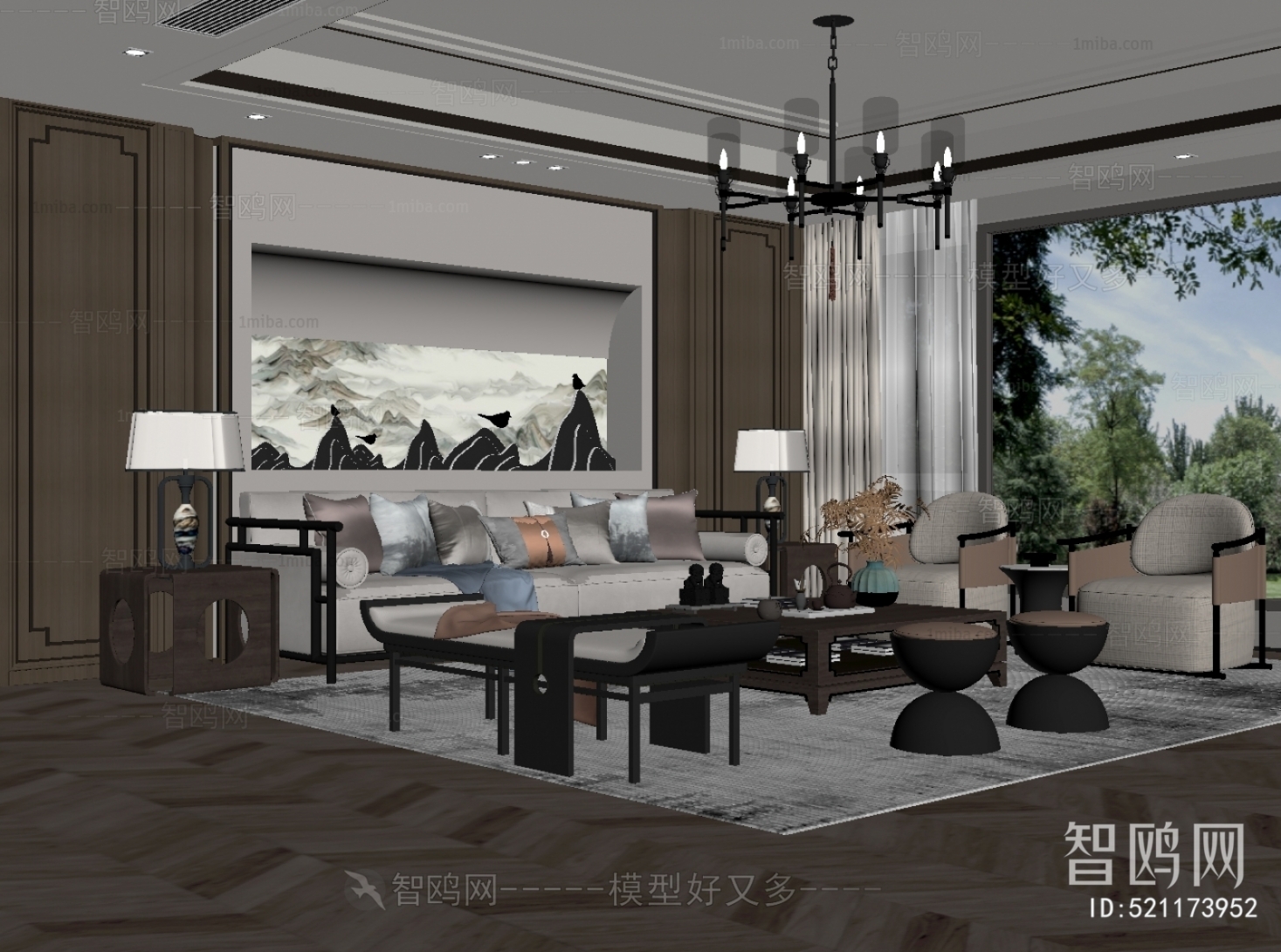 New Chinese Style A Living Room