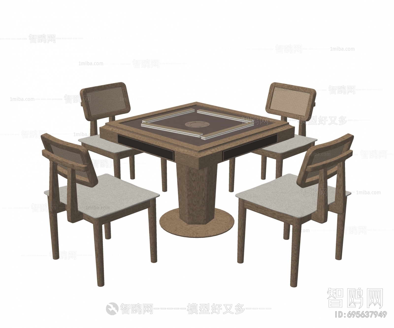 现代麻将桌椅组合