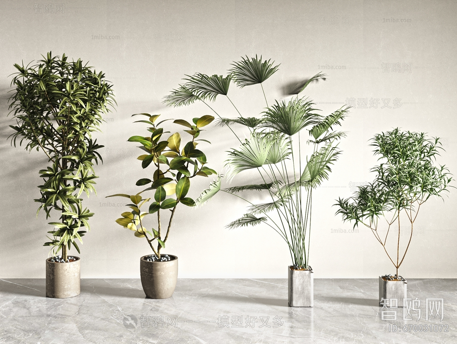 Modern Ground Green Plant Potted Plants