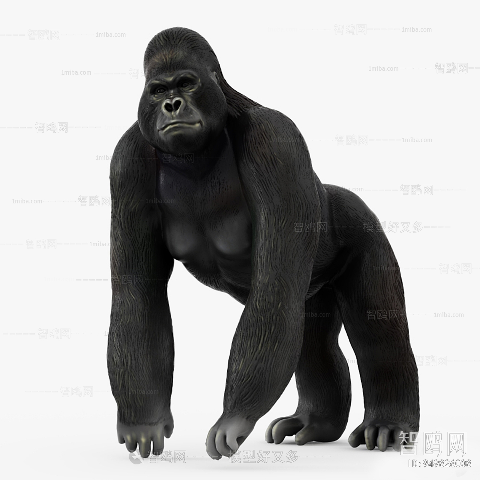现代黑色大猩猩雕塑