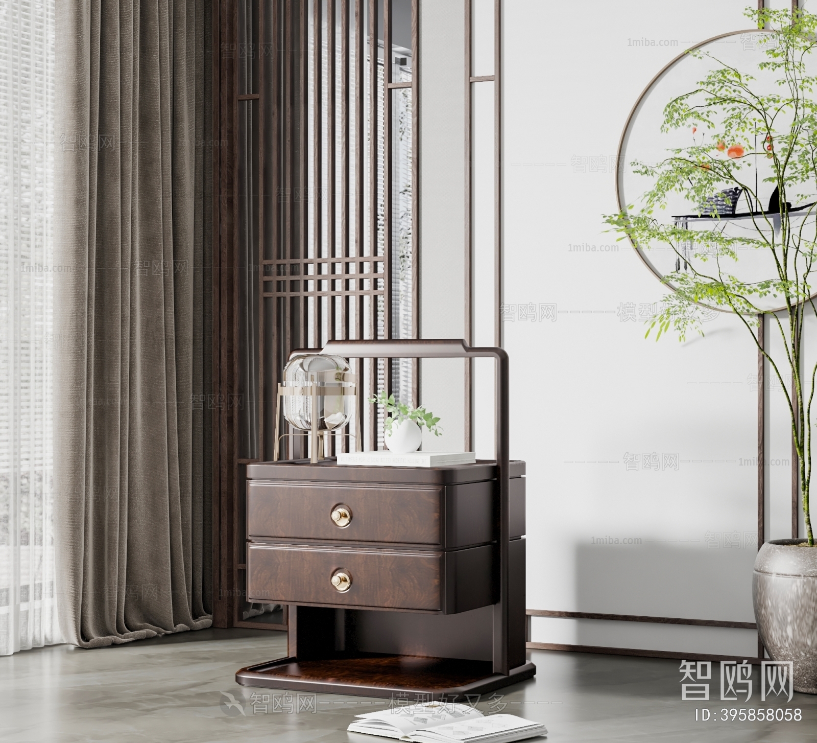 New Chinese Style Bedside Cupboard