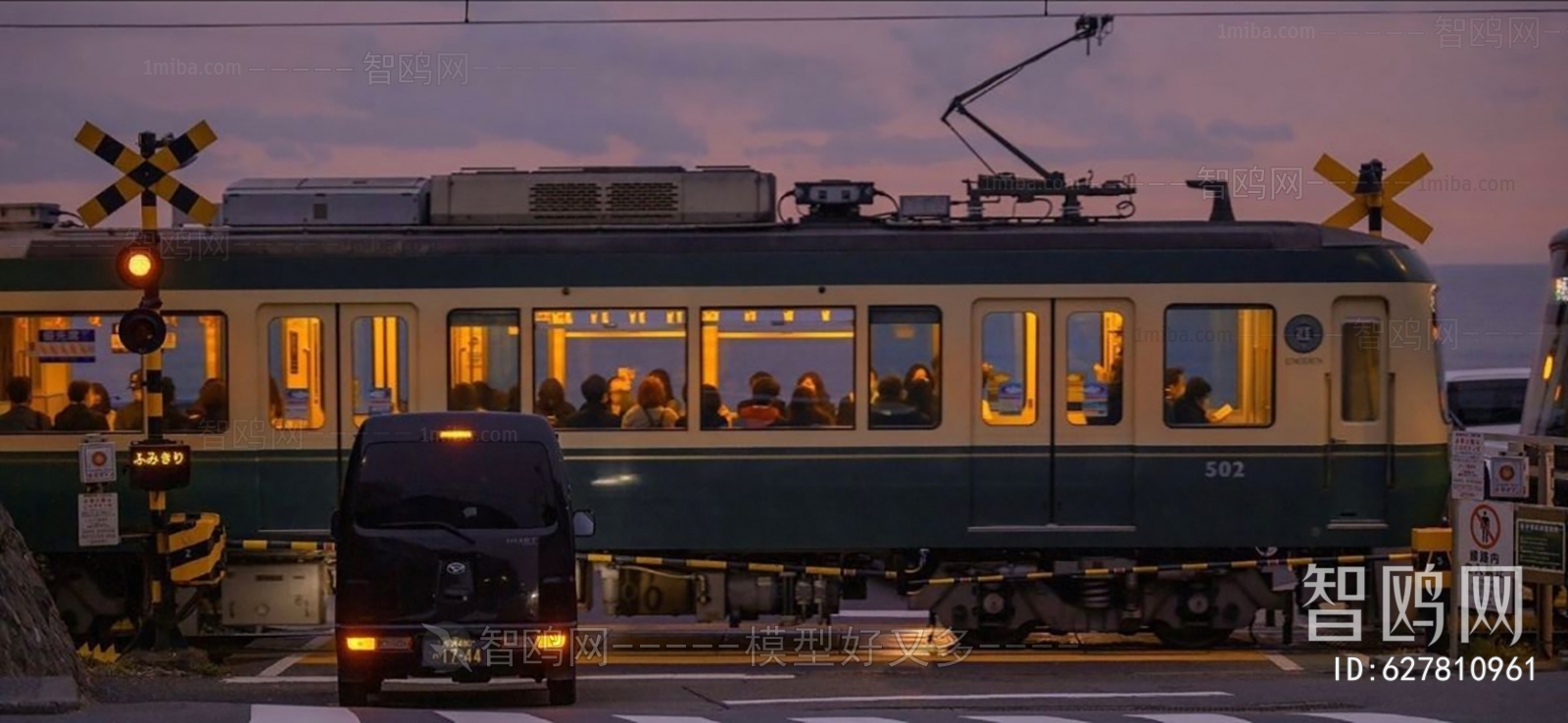 现代火车夜景装饰画
