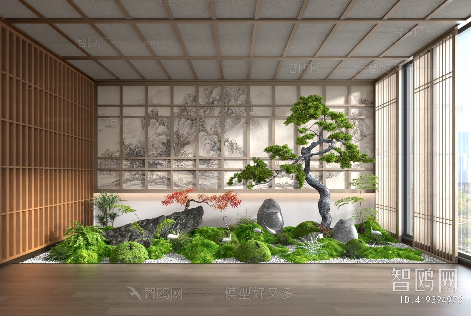 新中式松树景观植物雕塑小品