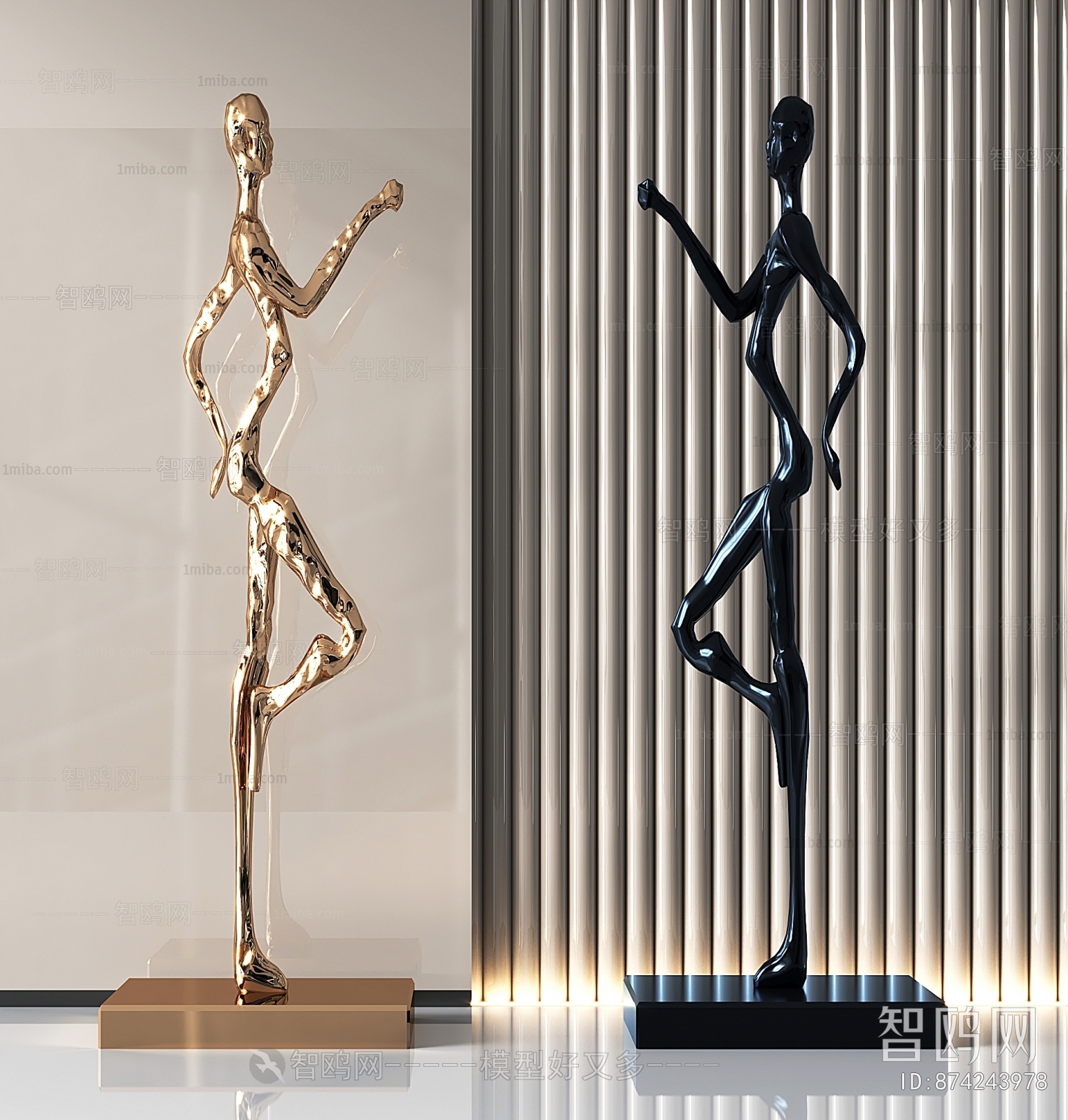 现代金属抽象人物雕塑摆件