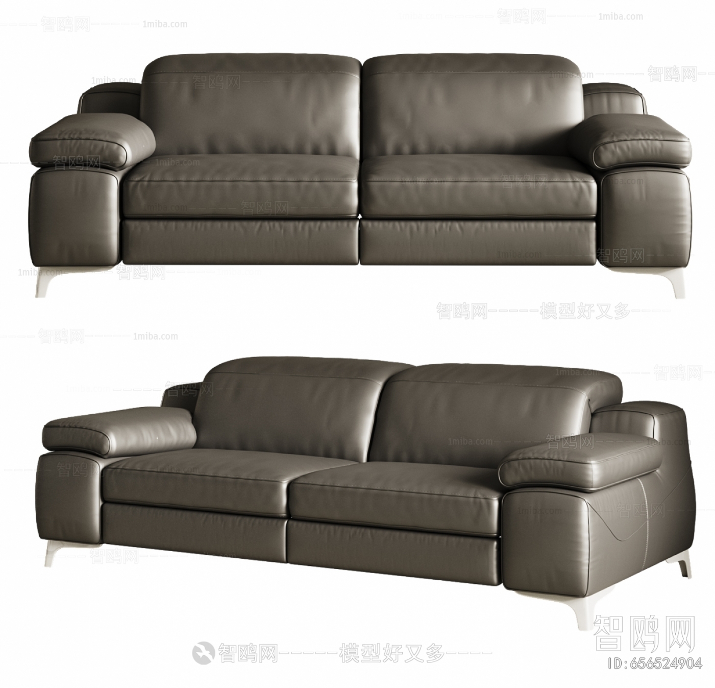现代皮革双人沙发