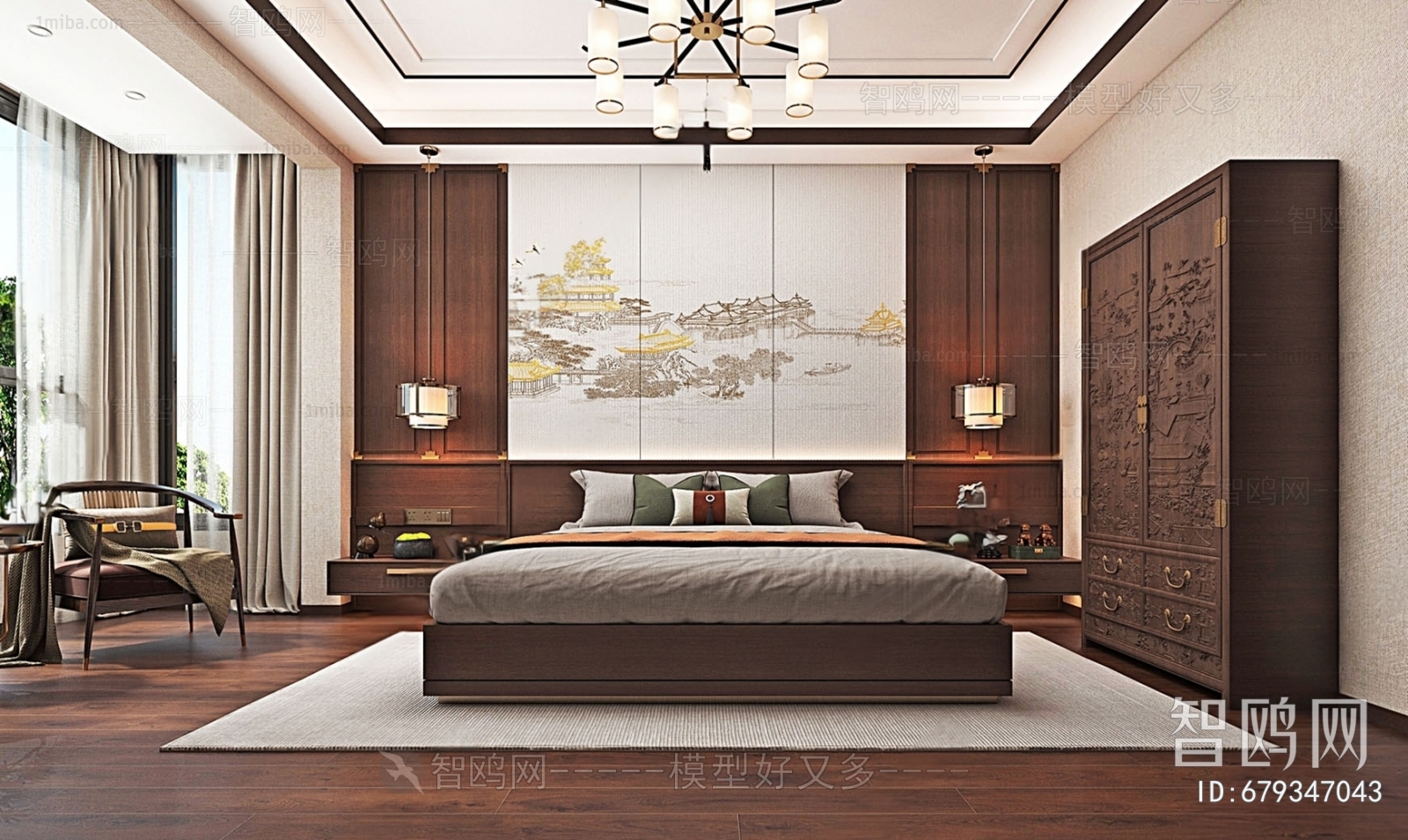 New Chinese Style Chinese Style Bedroom