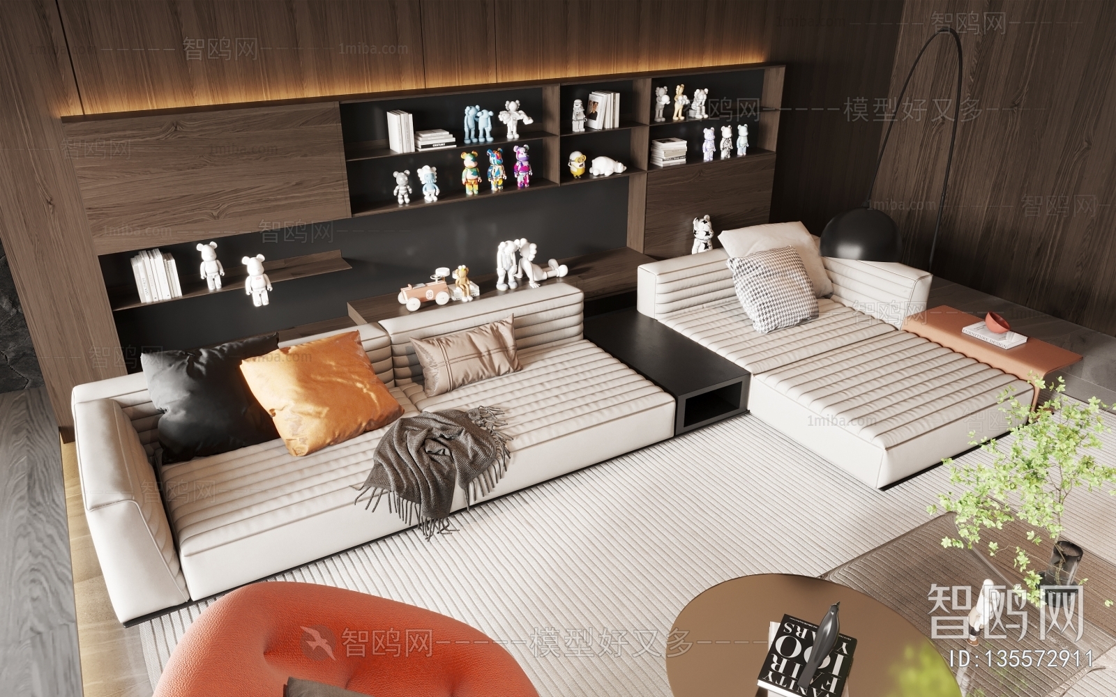 现代沙发茶几组合3D模型下载
