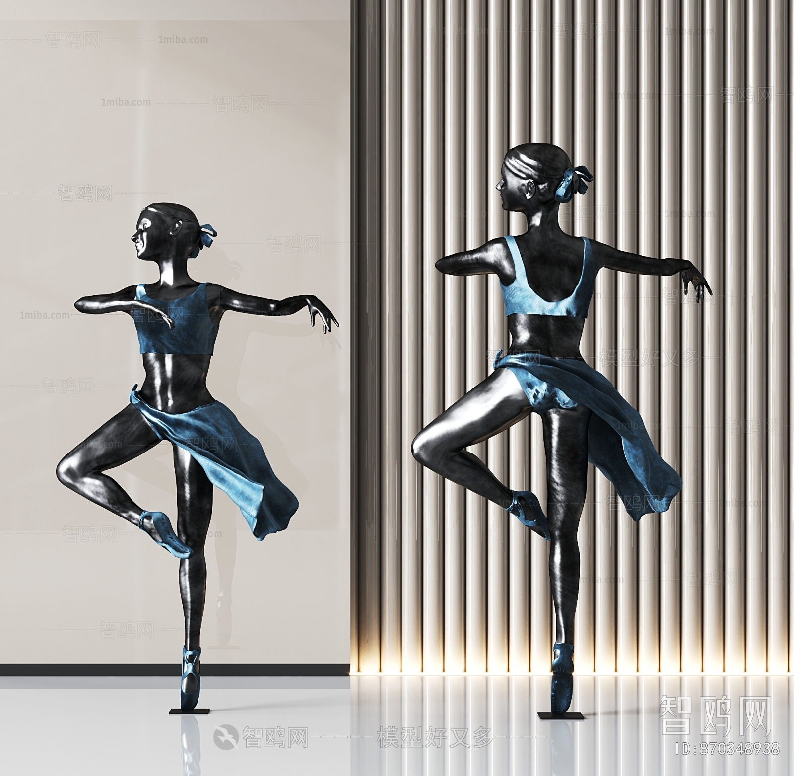 现代舞蹈人物金属雕塑摆件