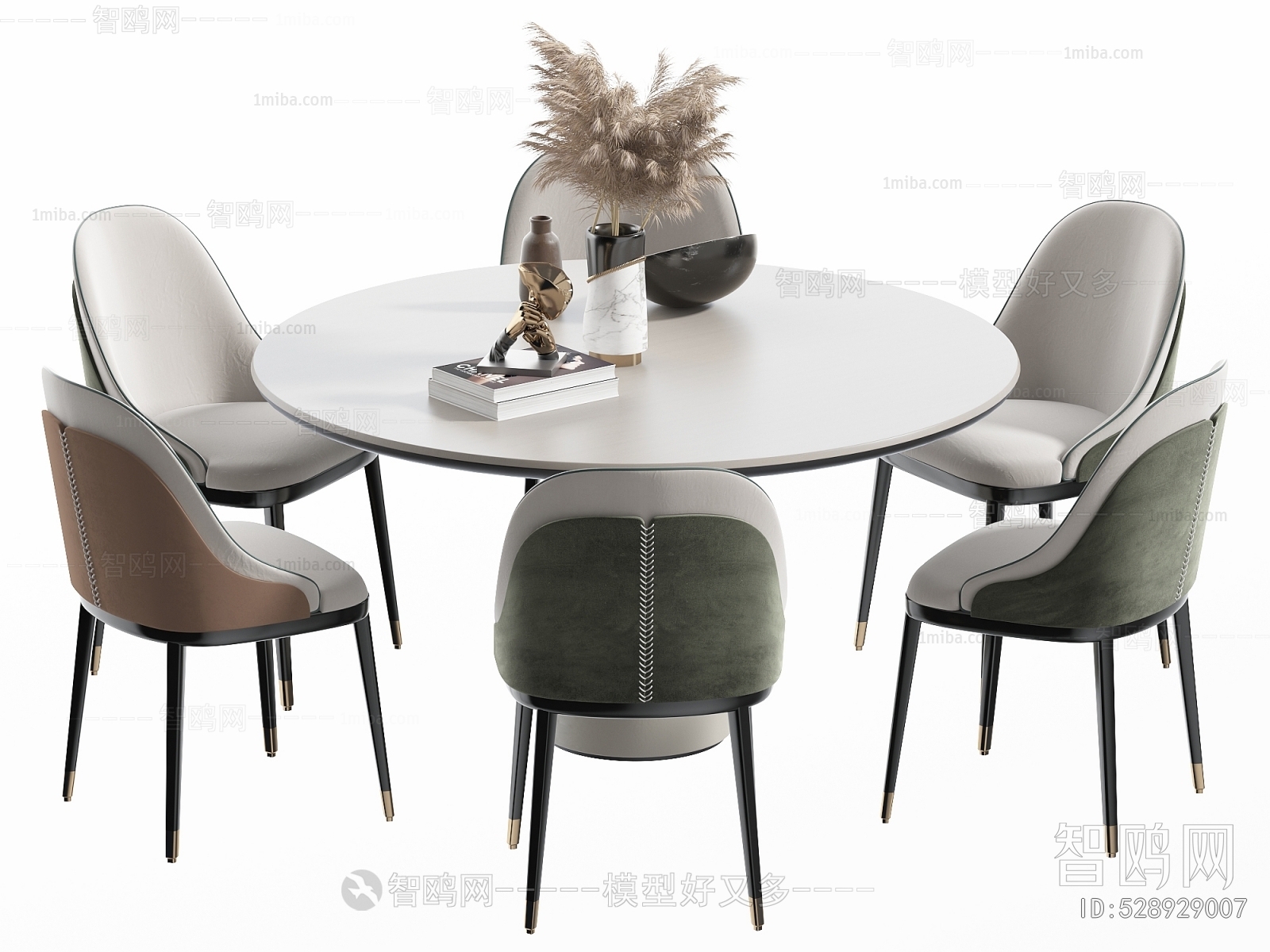 现代圆形餐桌椅组合