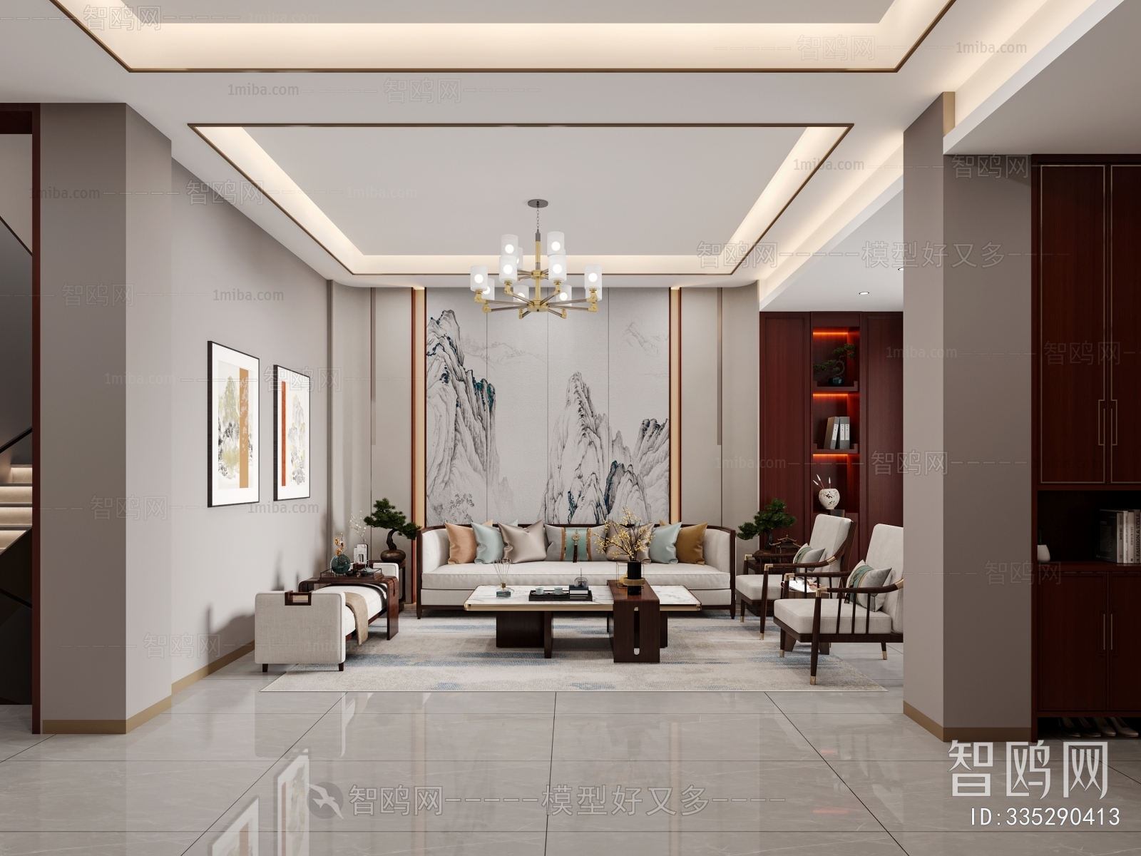 New Chinese Style A Living Room