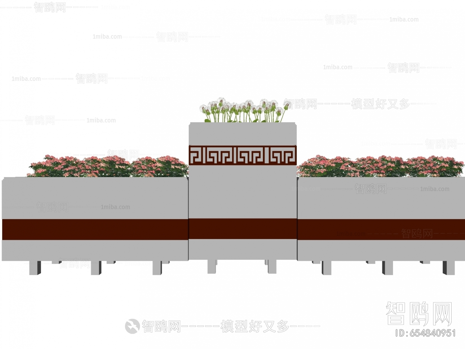 中式商业外摆盆栽移动花箱
