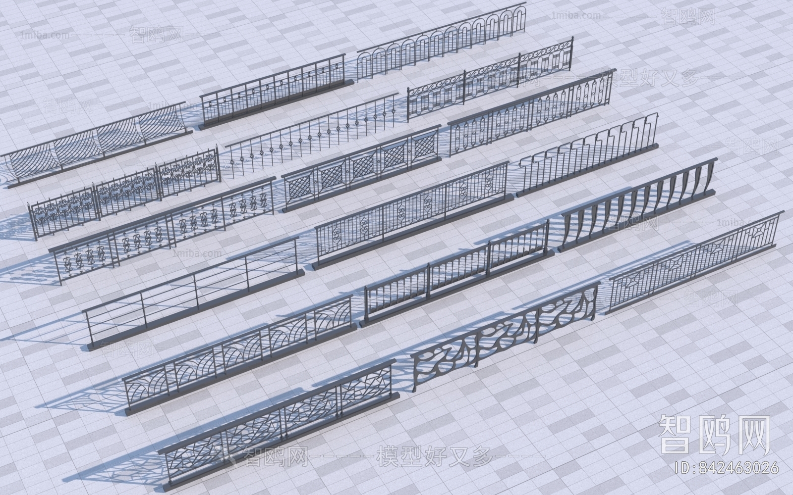 现代铁艺栏杆护栏组合