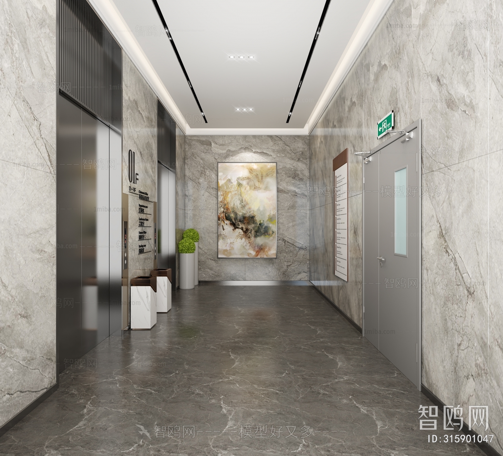 Modern Office Elevator Hall