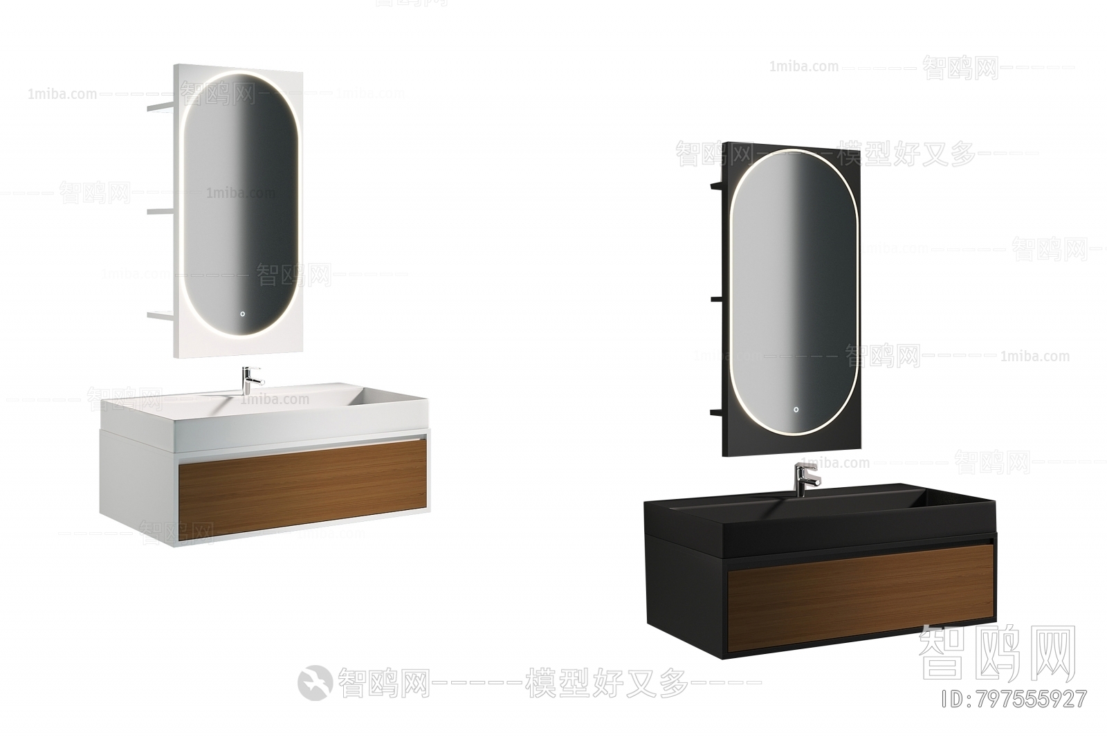 现代卫浴柜台盆镜子