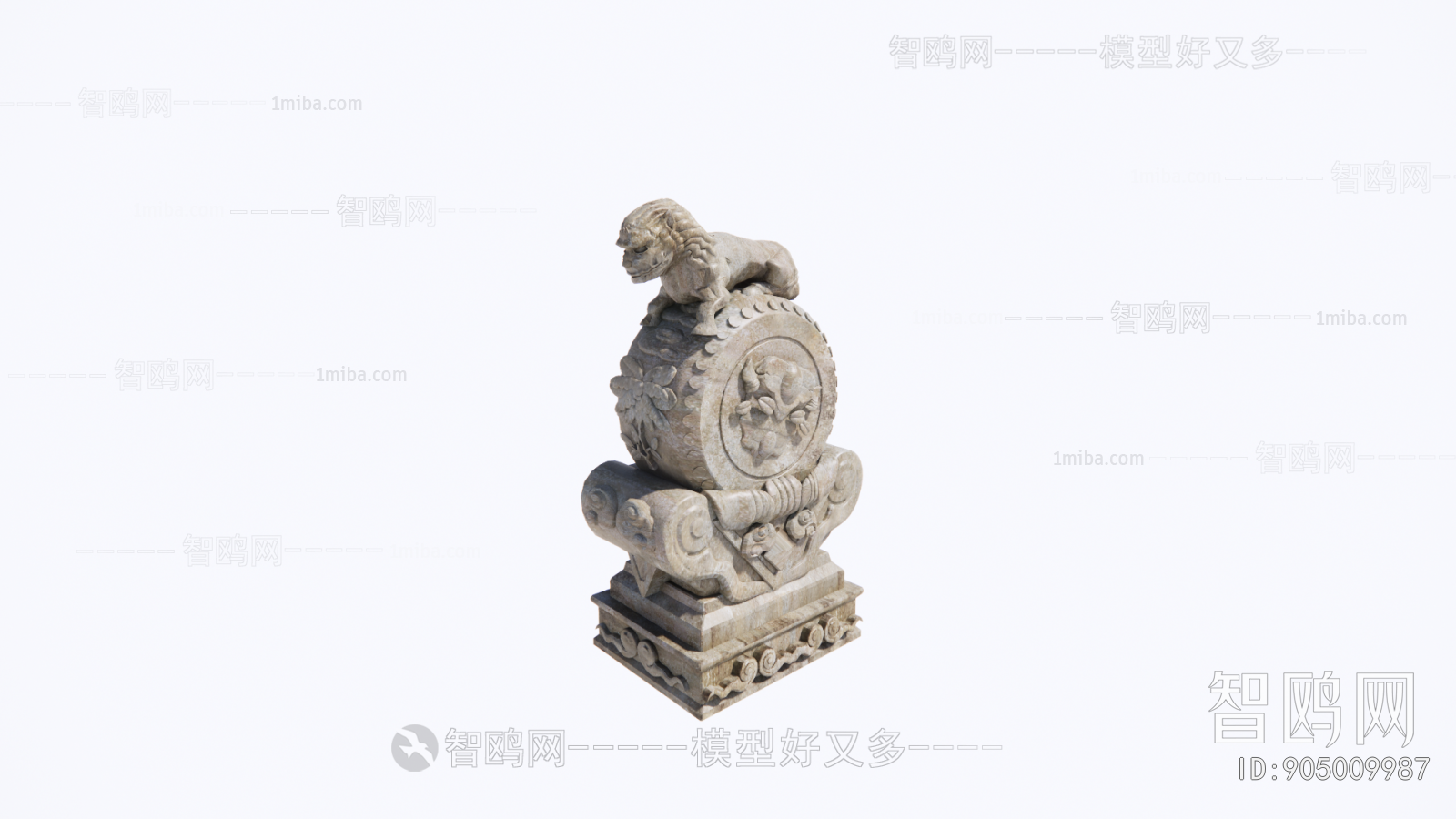 新中式雕塑小品抱鼓石