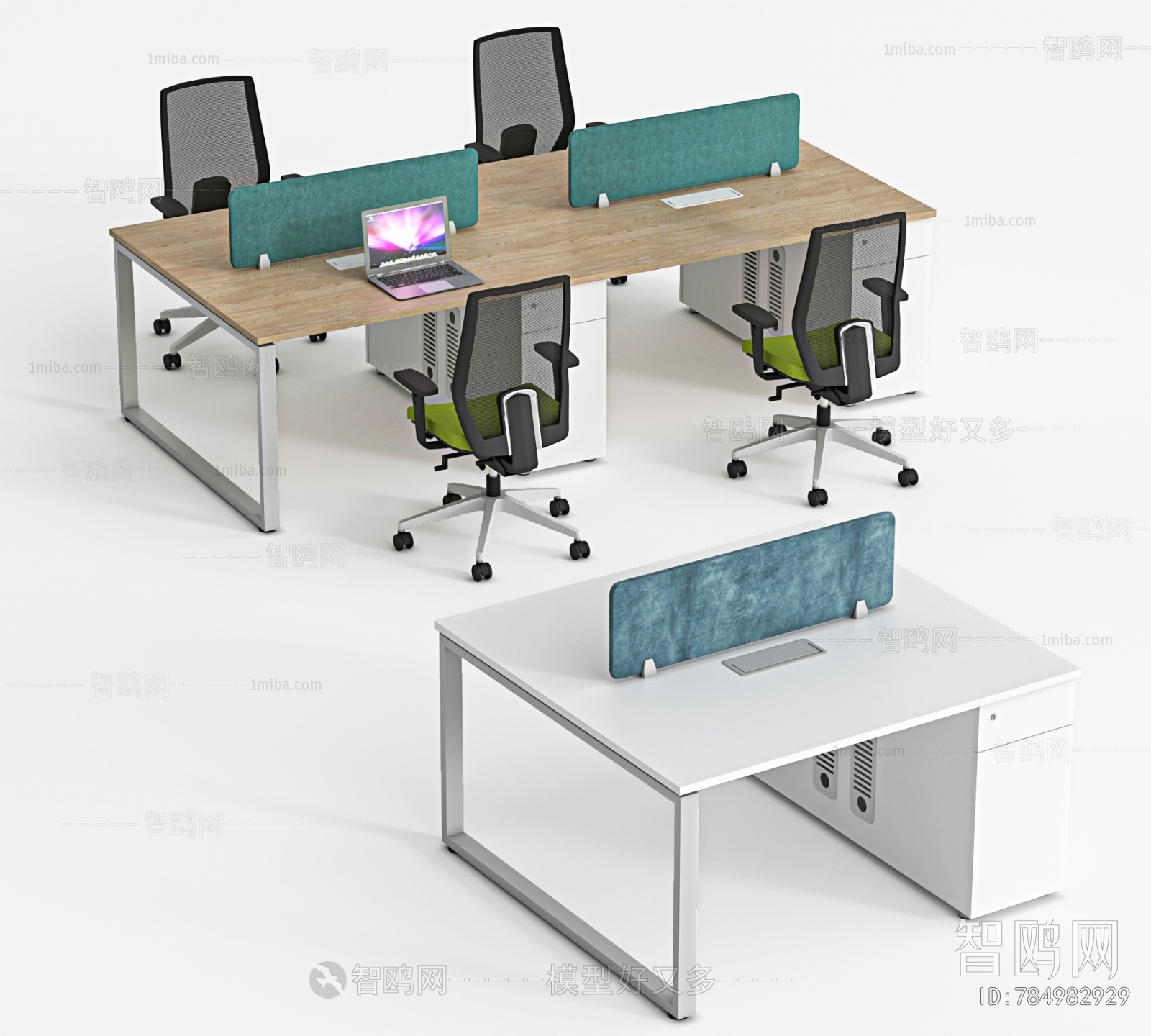 现代员工办公桌椅组合